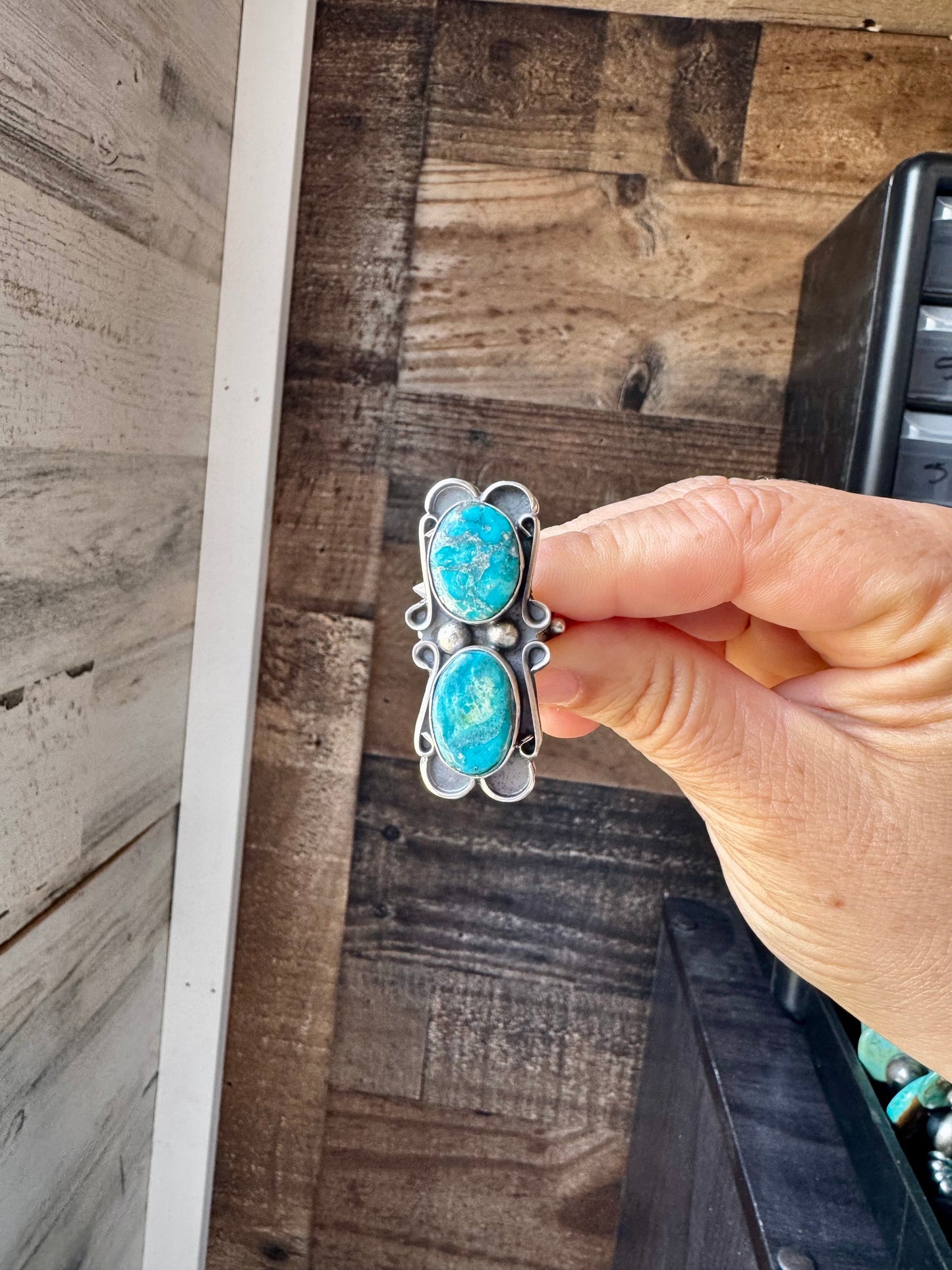2-Stone Turquoise Adjustable Ring – Native Made