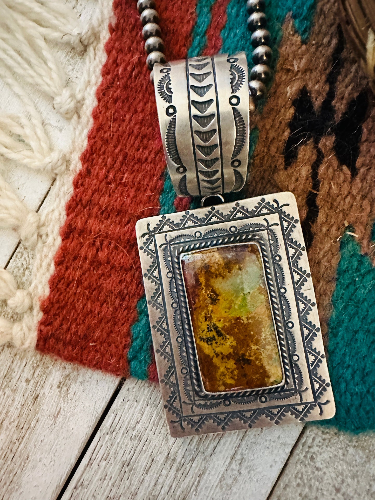 Navajo Sterling Silver & Royston Turquoise Pendant