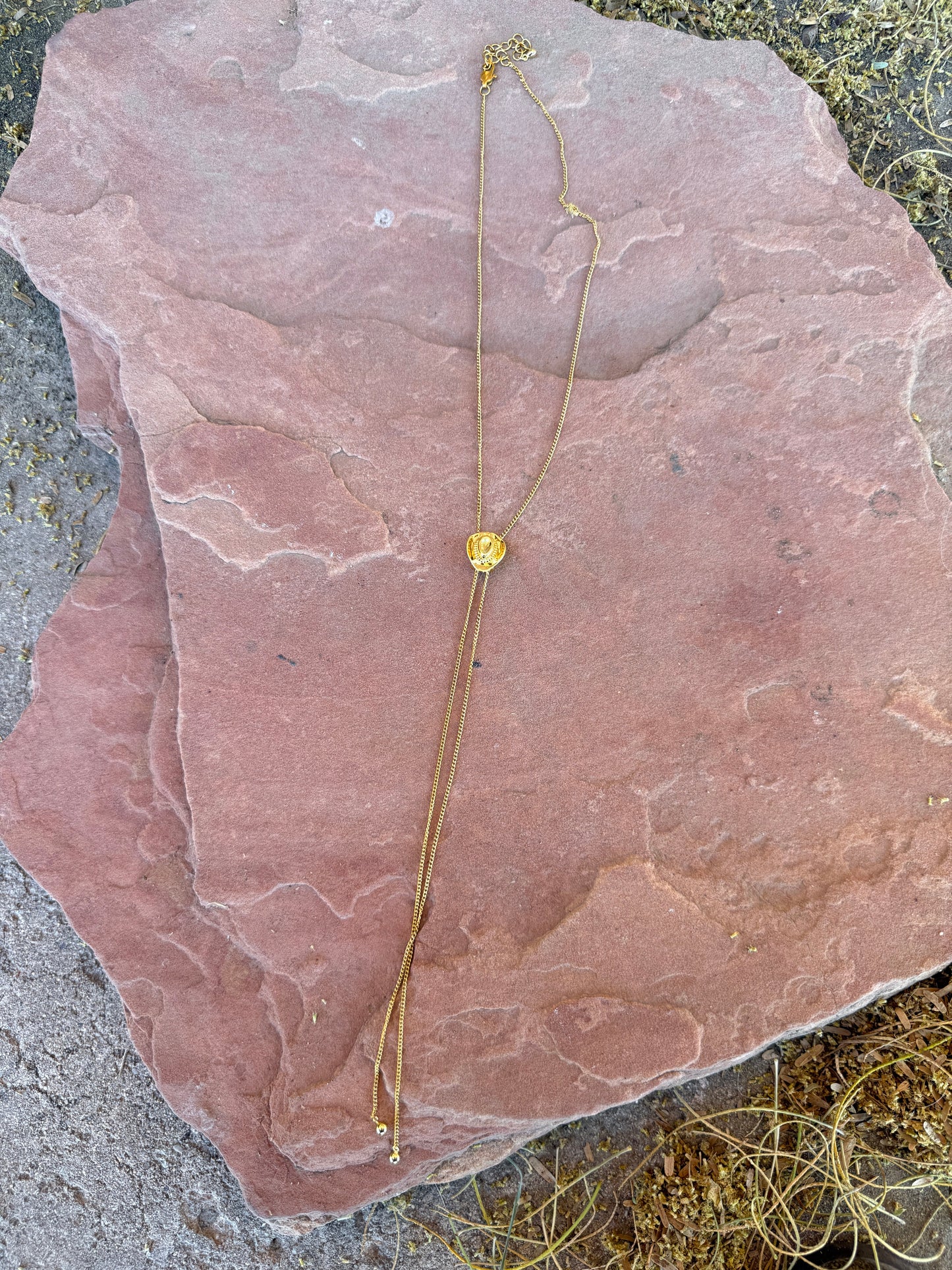 “The Golden Collection” Lets Go Girls Handmade Gold Plated Bolo Tie Necklace