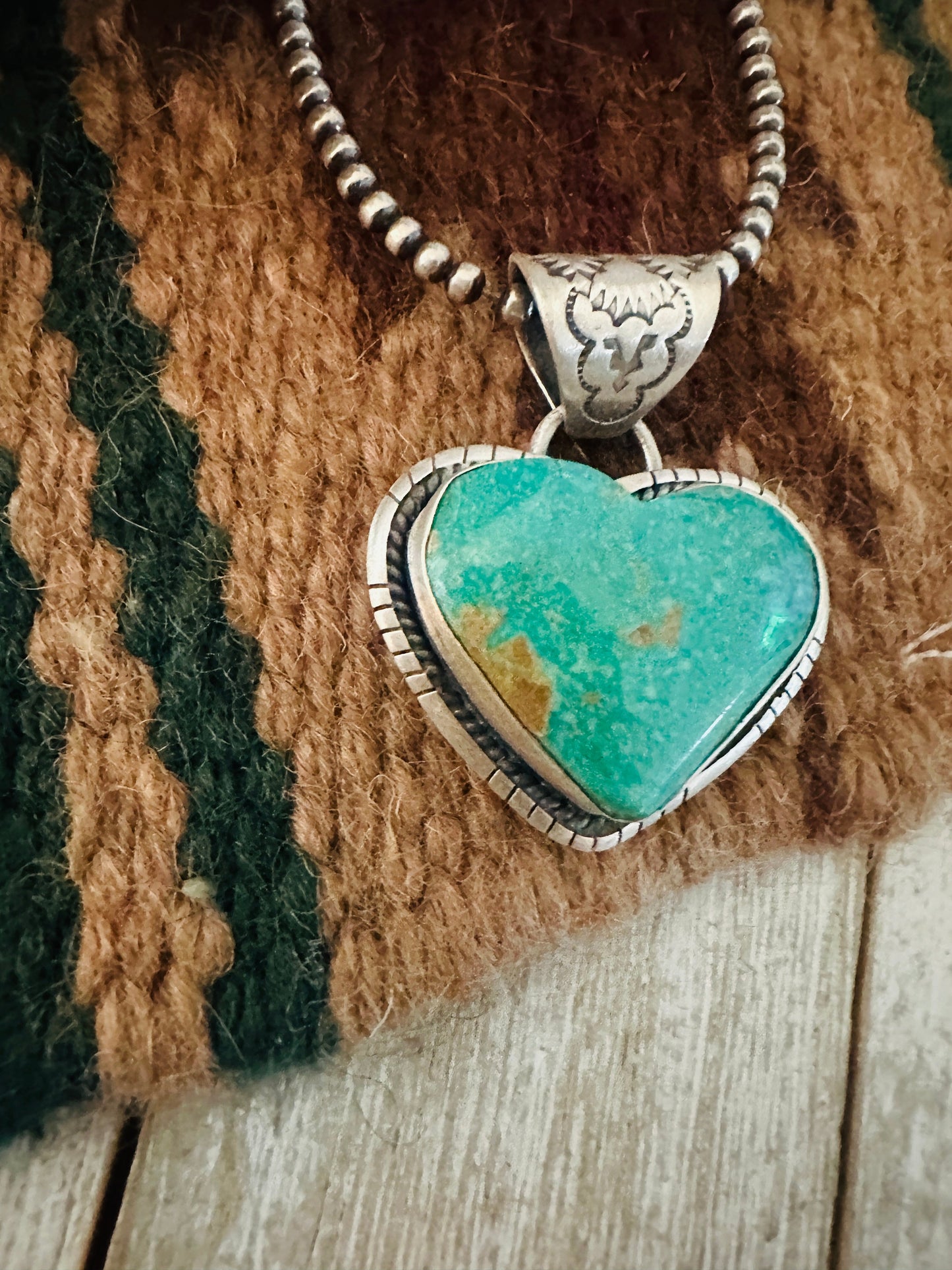 Handmade Turquoise & Sterling Silver Heart Pendant