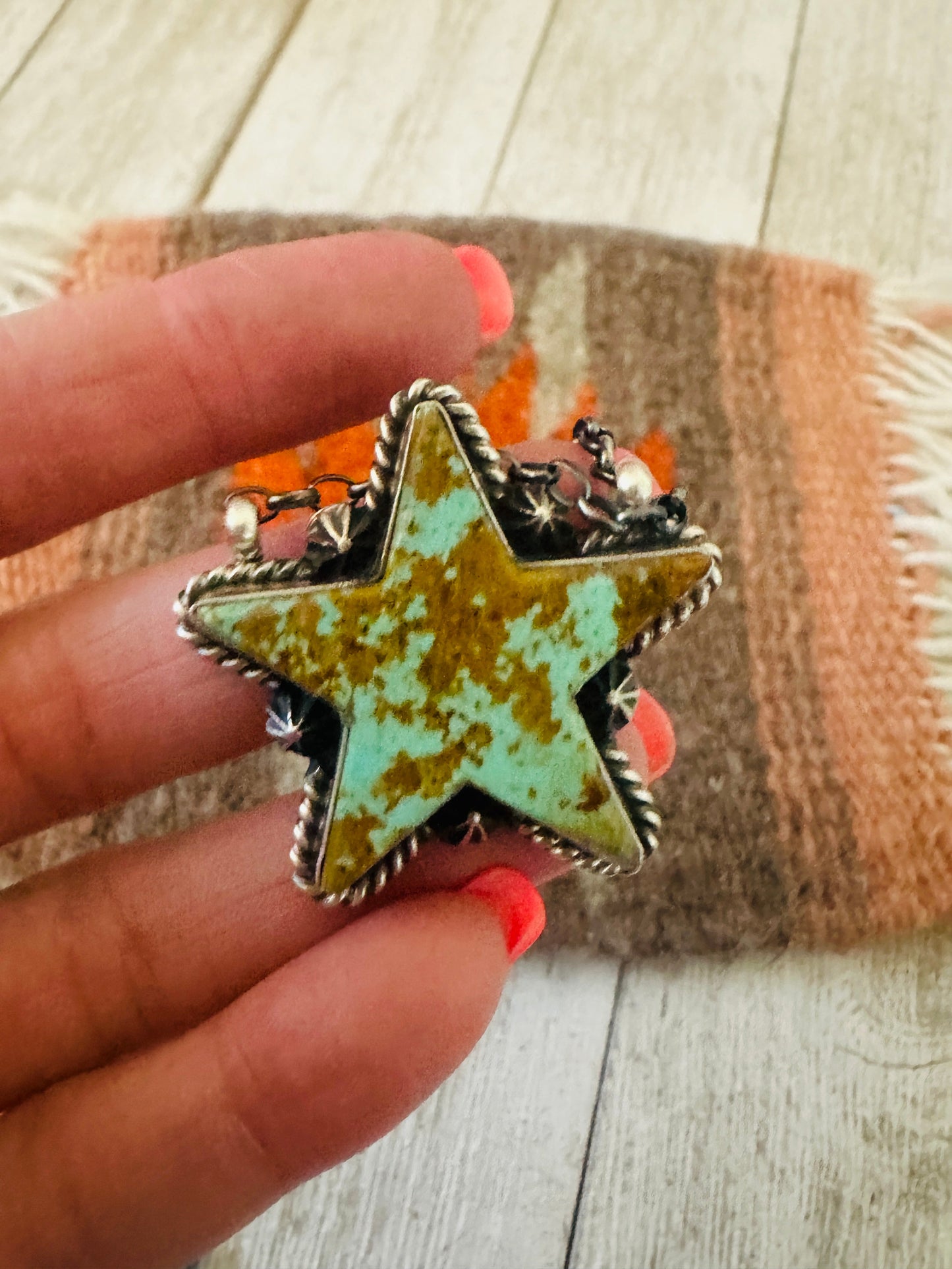 Navajo Sterling Silver & Turquoise Star Necklace