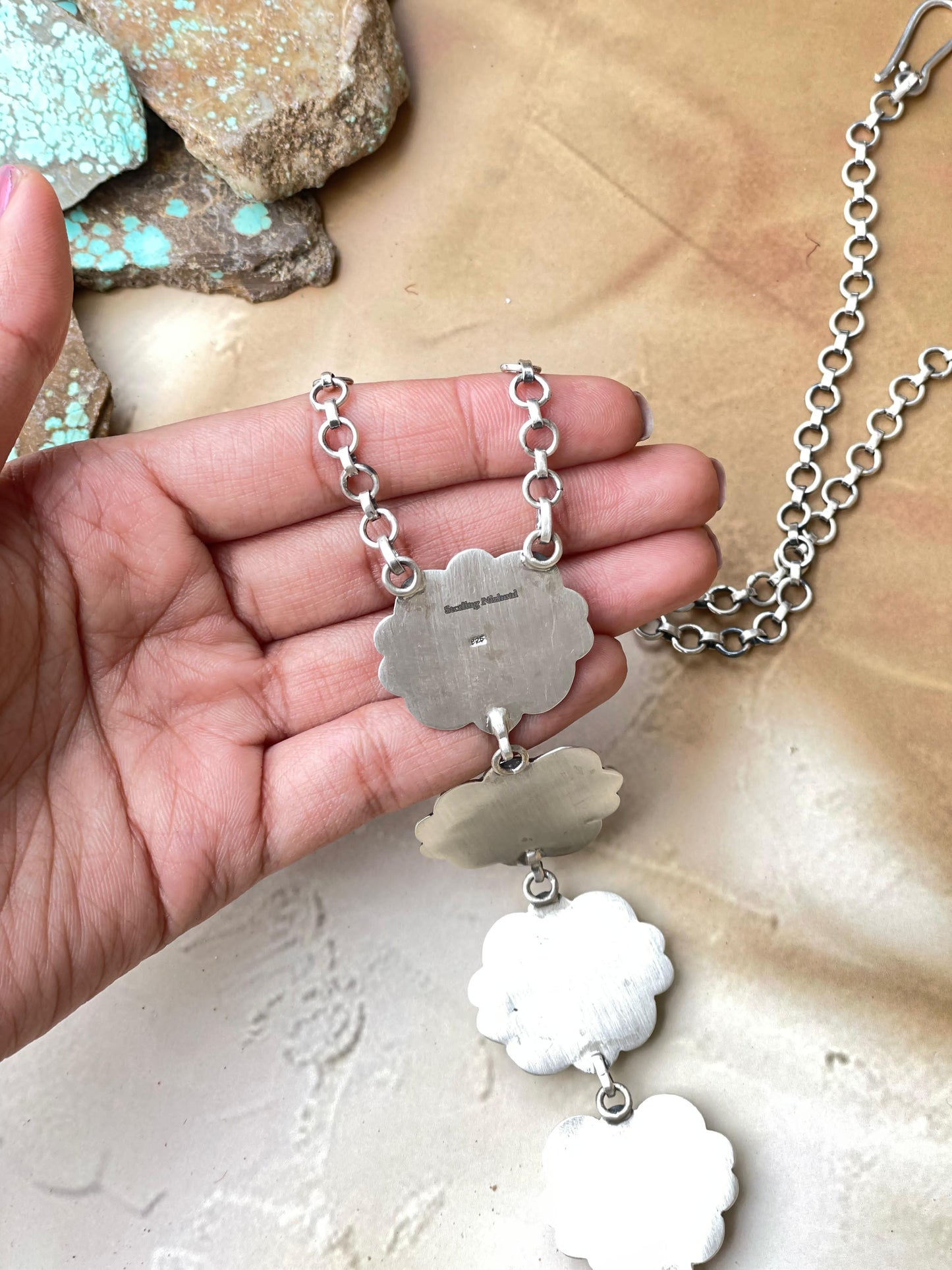 Beautiful Handmade Sterling Silver Dahlia Rose Drop Necklace