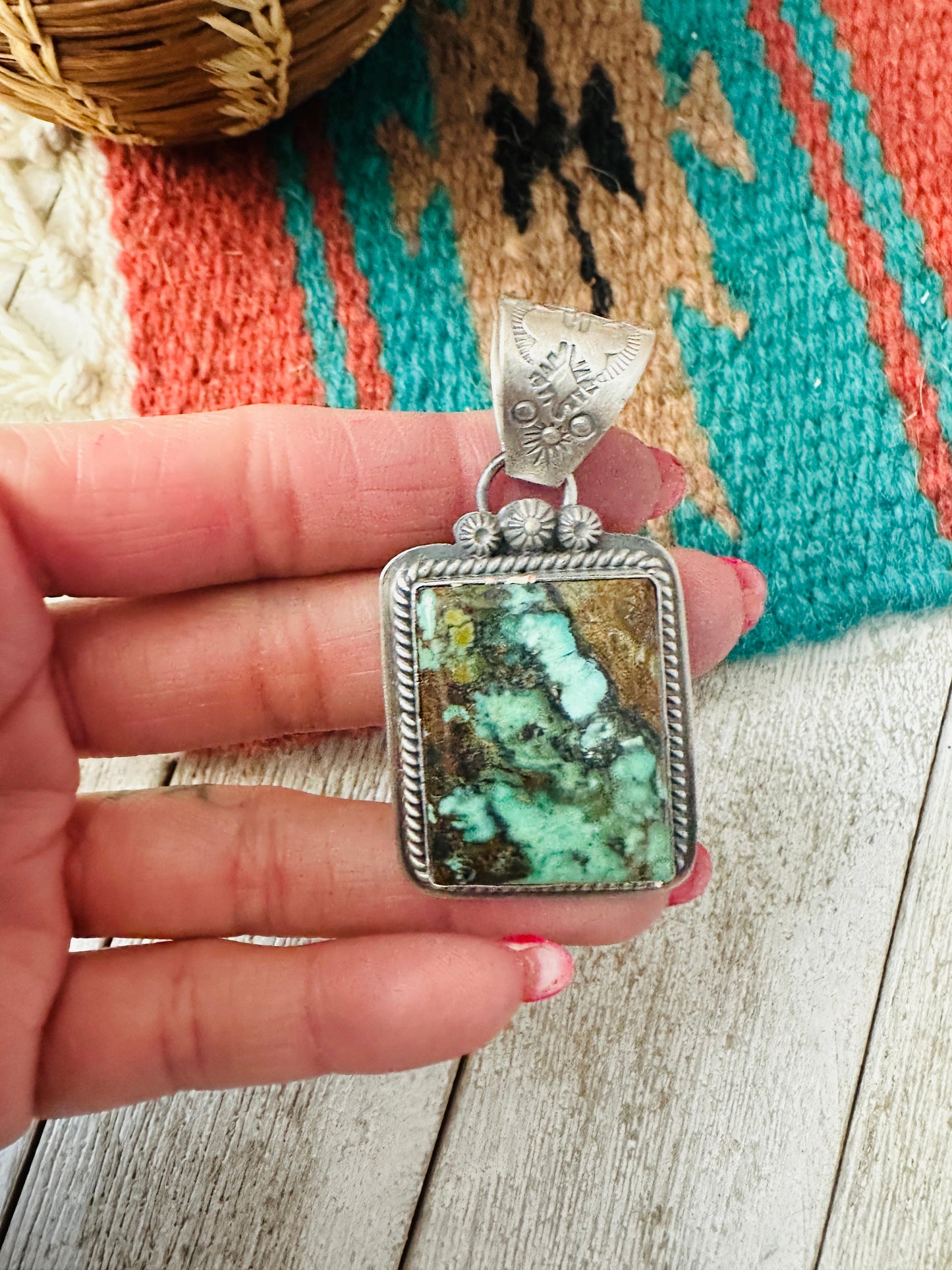 Navajo Variscite & Sterling Silver Pendant