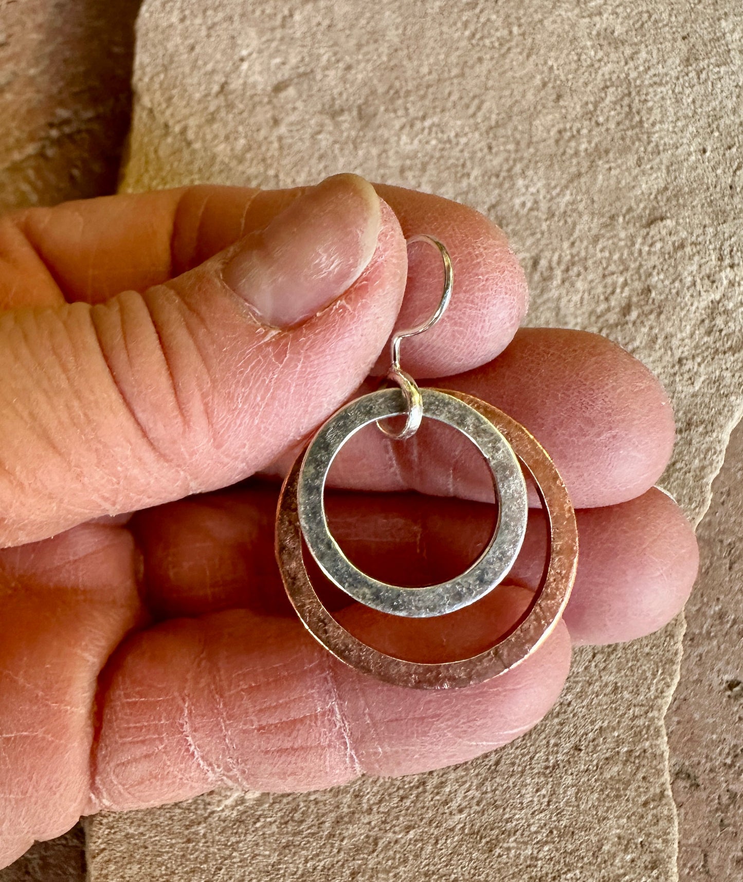 Copper & Silver Rings Earrings