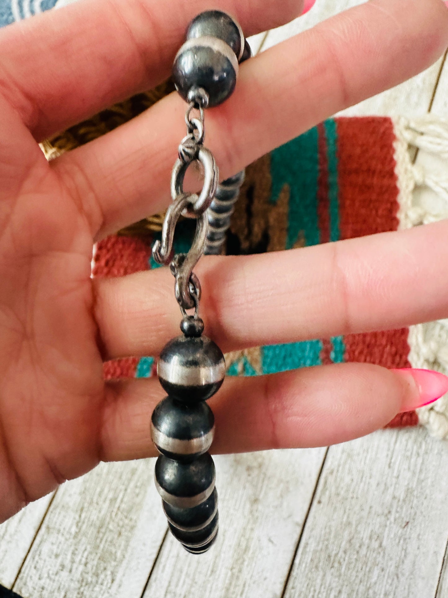Navajo Sterling Silver Pearl & Spiny Beaded Necklace