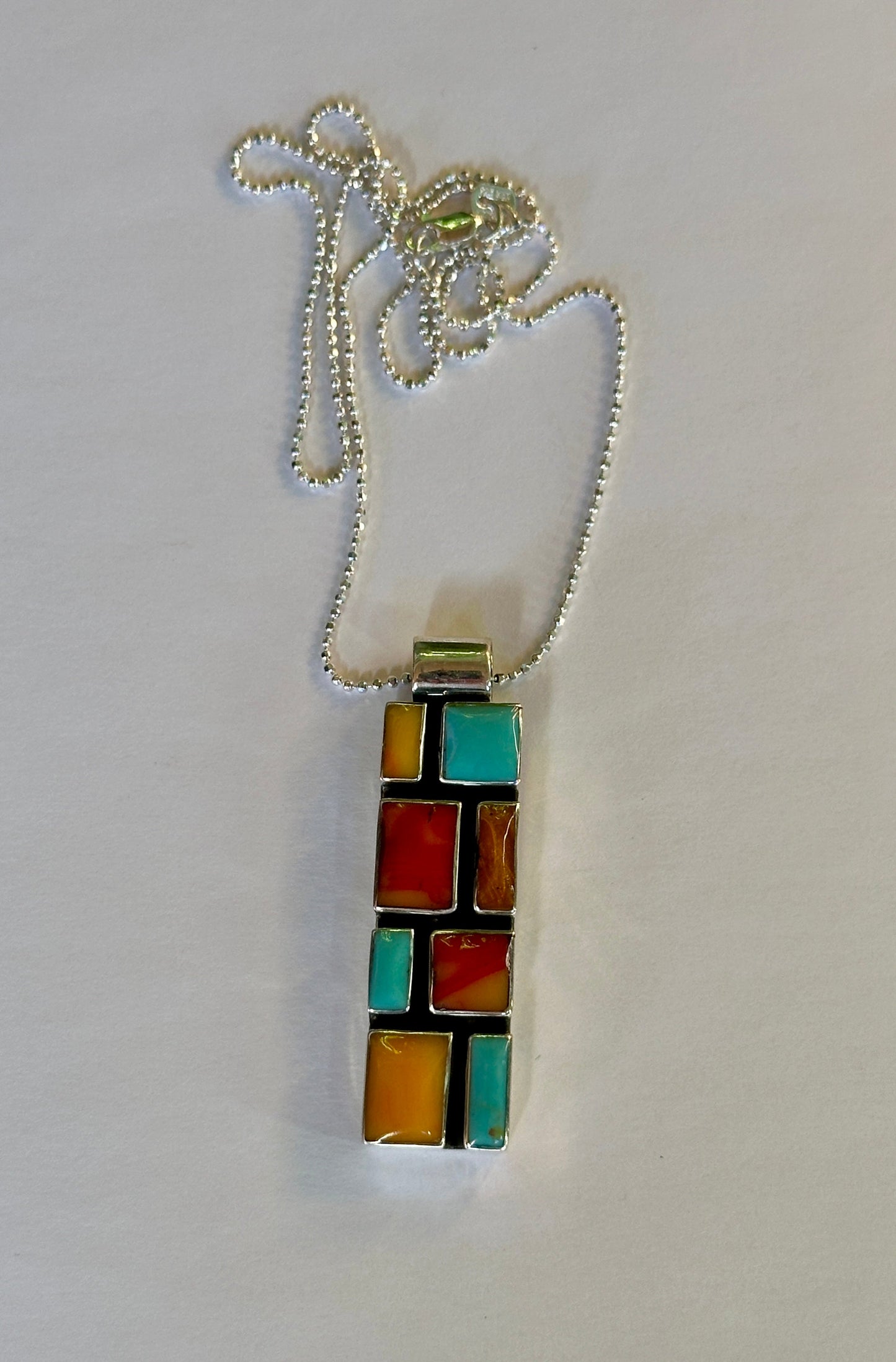 Slim Tejano Mosaic Pendant Necklace