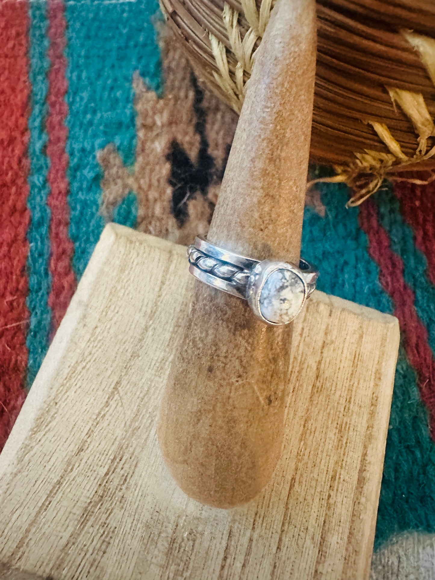 Navajo Sterling Silver & White Buffalo Ring