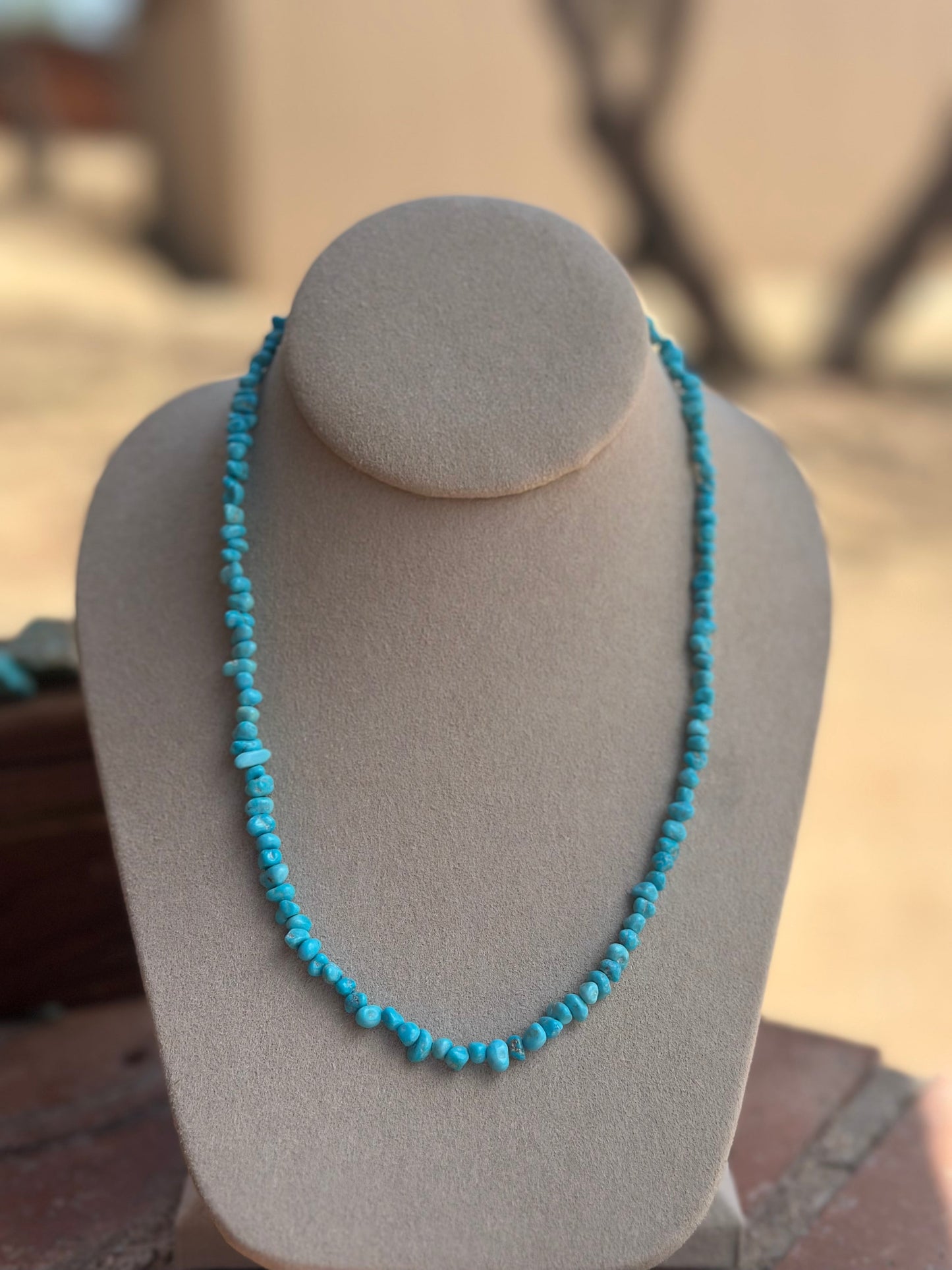 Navajo Kingman Turquoise Beaded Necklace 18 inch