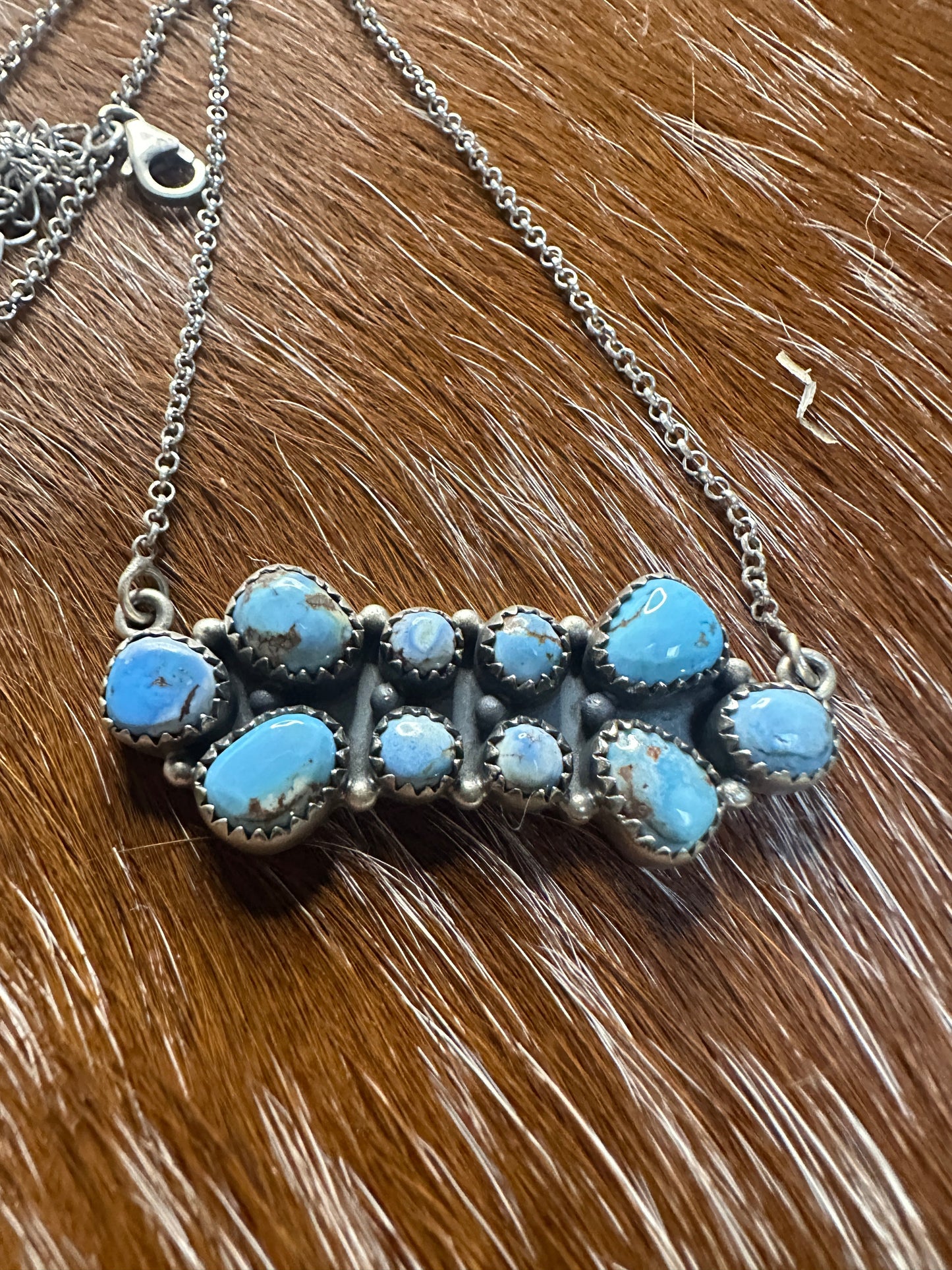 Handmade Sterling Silver & Golden Hills Turquoise Necklace
