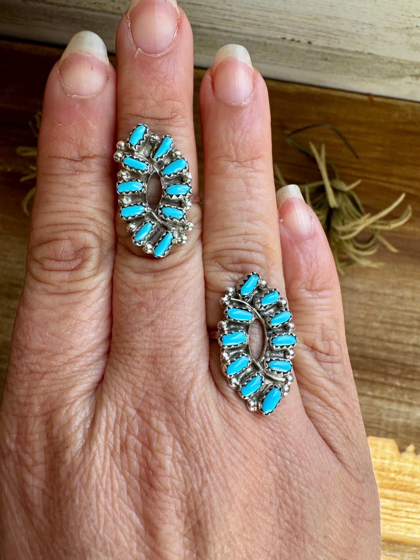 Small Cluster Ring – Kingman Turquoise, USA Made - size 6.5