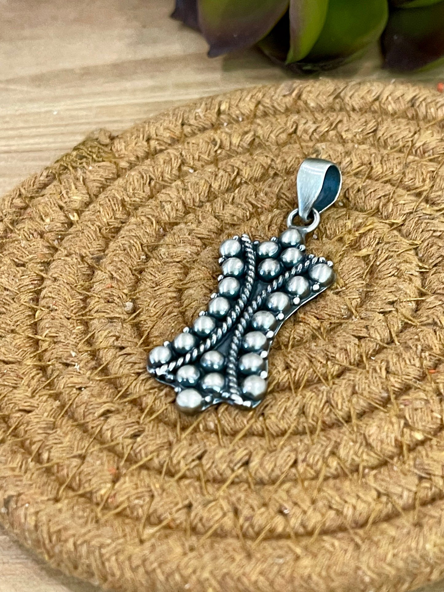Handmade Sterling Silver Pendant with Signed Nizhoni