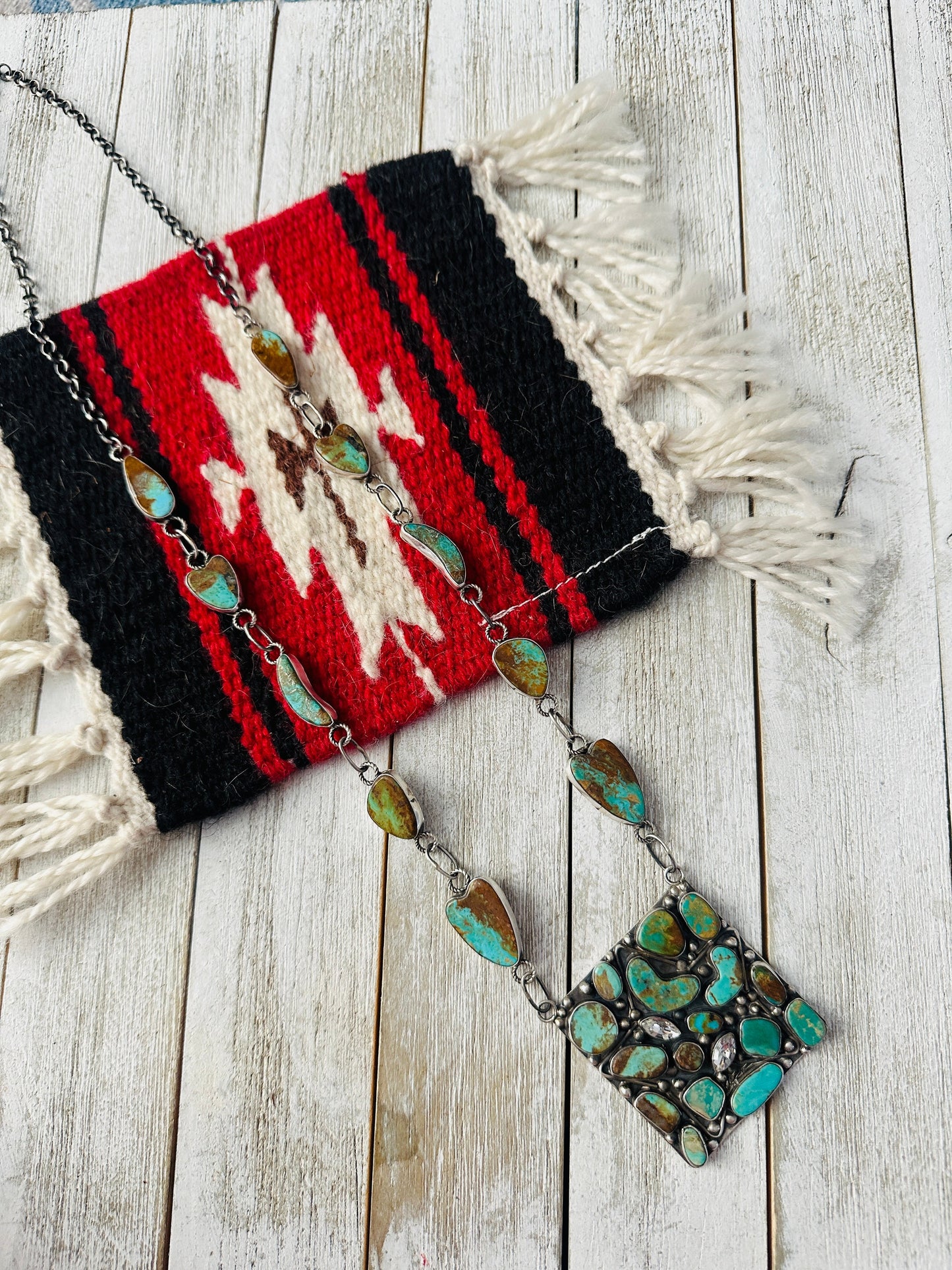 Navajo Sterling Silver & Royston Turquoise Necklace by Jacqueline Silver