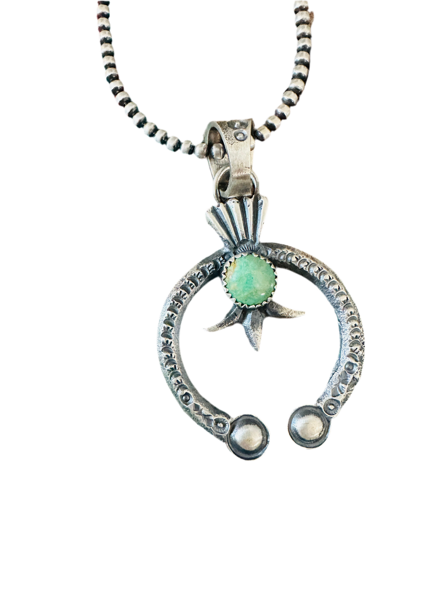 Navajo Sterling Silver & Turquoise Naja Pendant by Eva & Linberg Billah