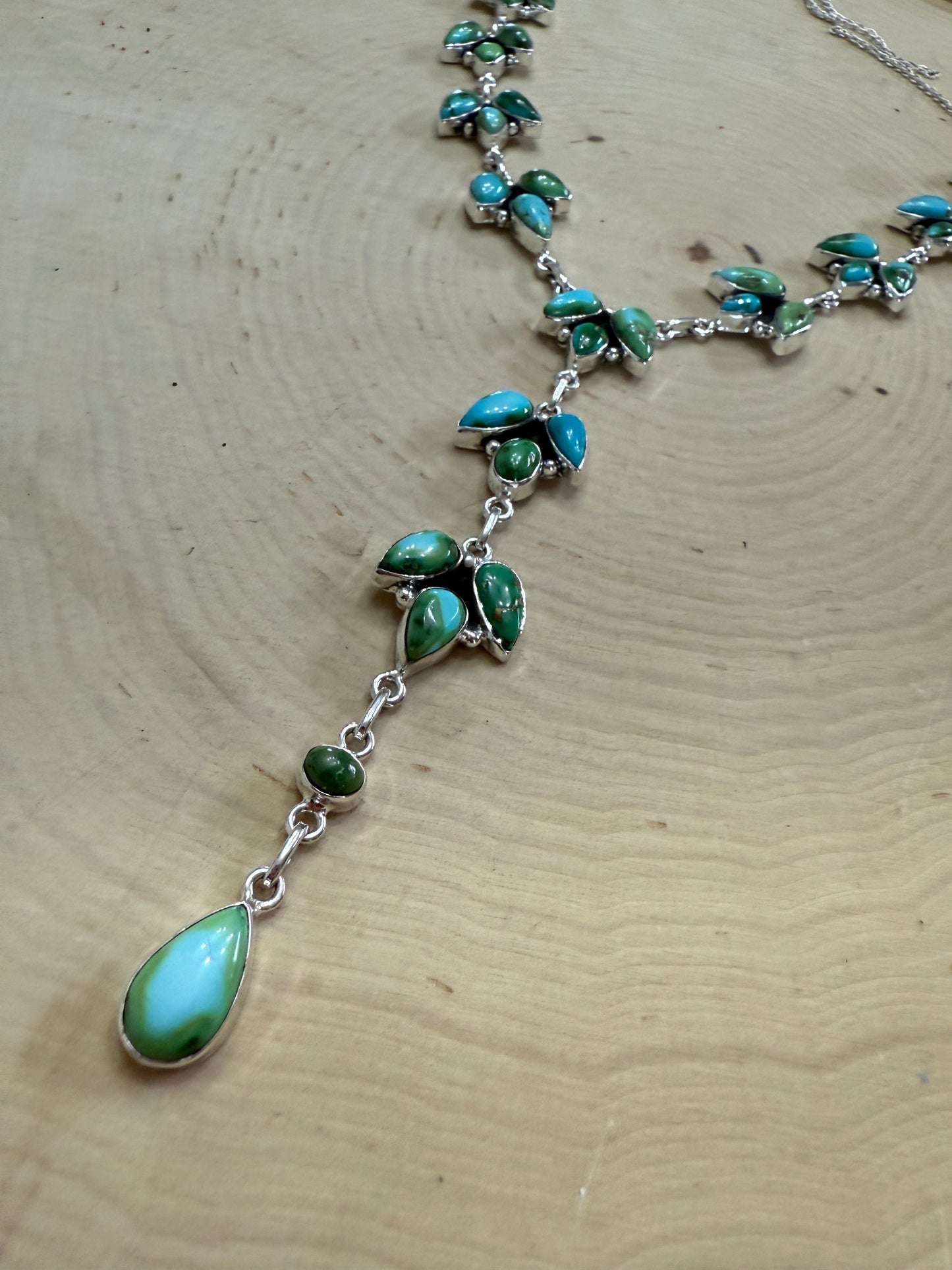Handmade Sterling Silver & Sonoran Mountain Turquoise Lariat Necklace