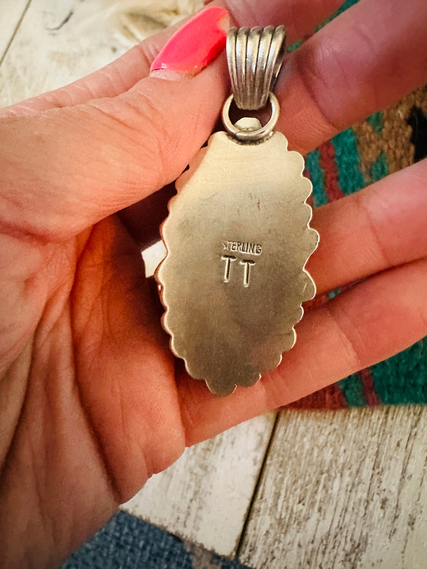 Navajo Black Jack Turquoise & Sterling Silver Pendant
