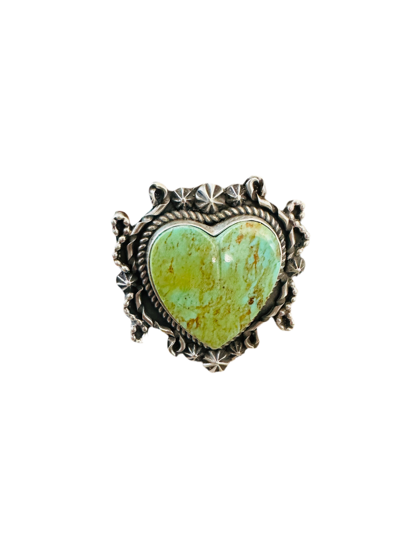 Apache Sterling Silver & Turquoise Heart Ring by Rosella Paxson, Size 9