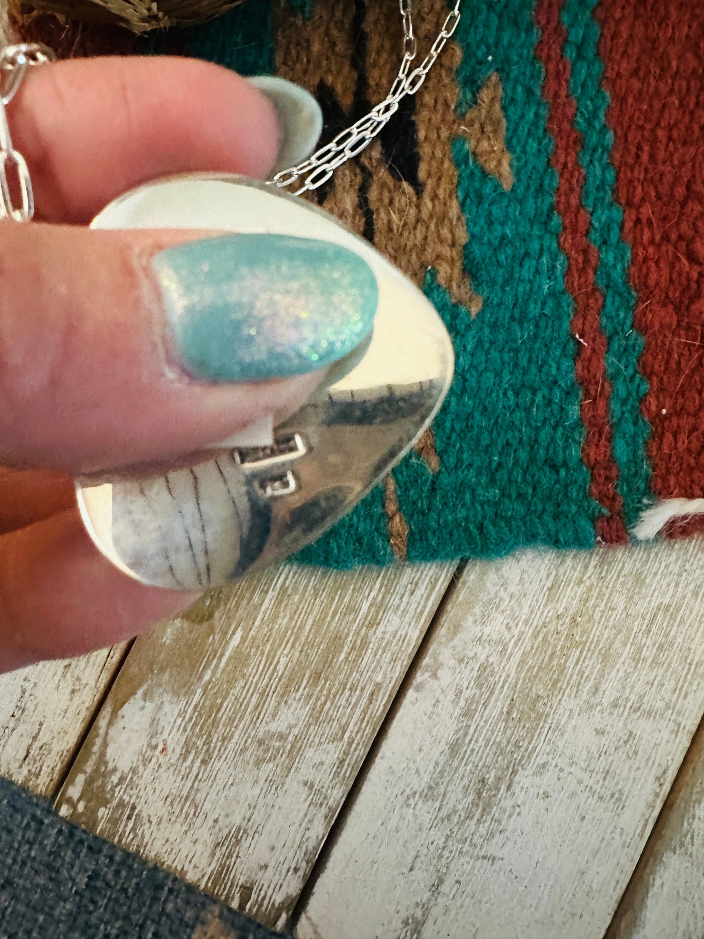 Navajo Sterling Silver & Pink Dream Mojave Heart Necklace