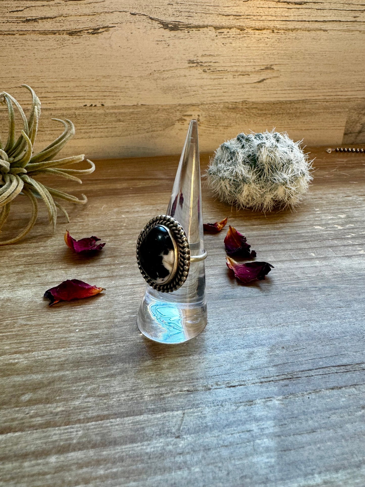 Ring size 6 1/2 -white buffalo and sterling silver