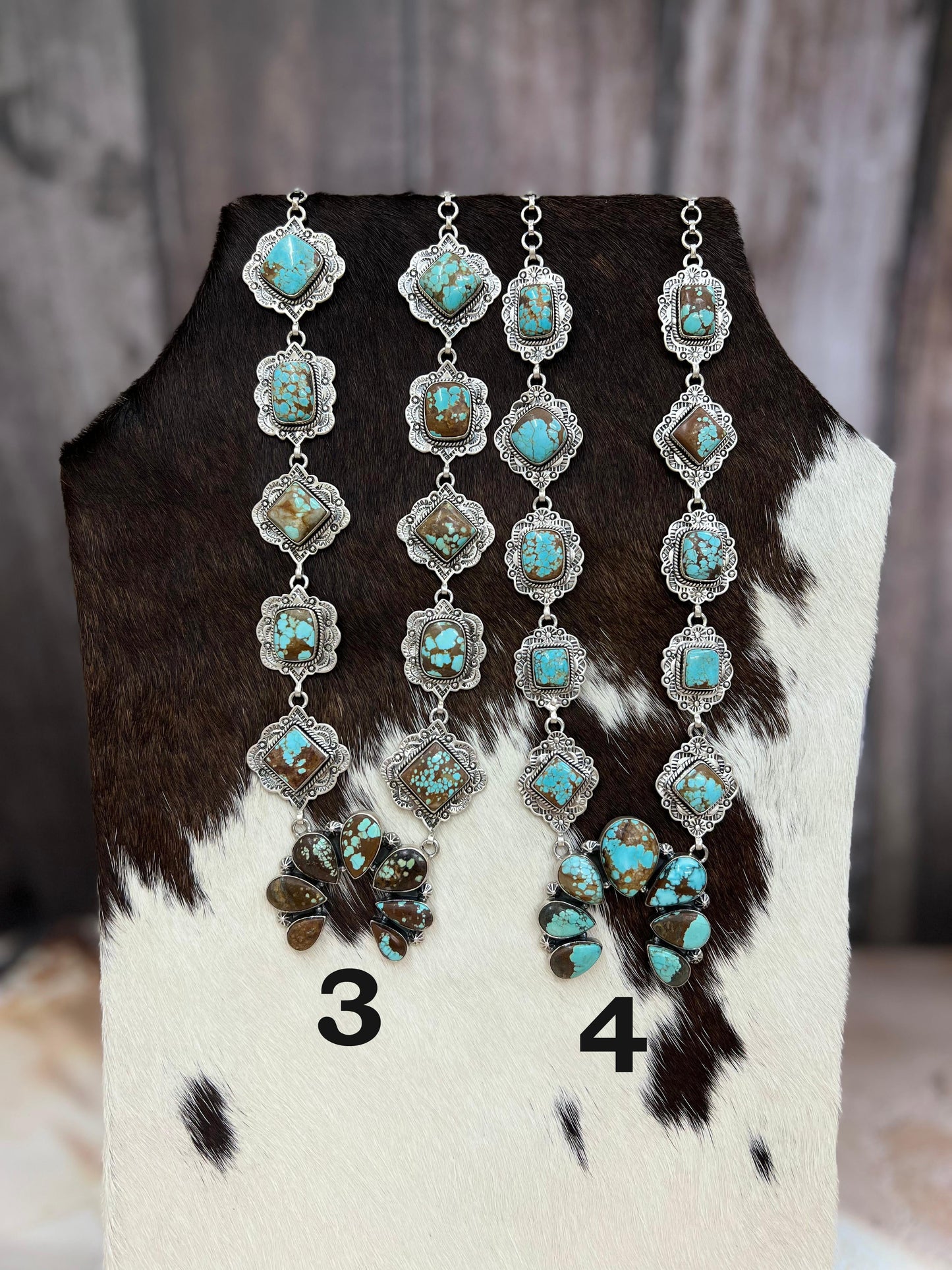 Handmade Sterling Silver Number 8 Turquoise Necklace with Signed Nizhoni