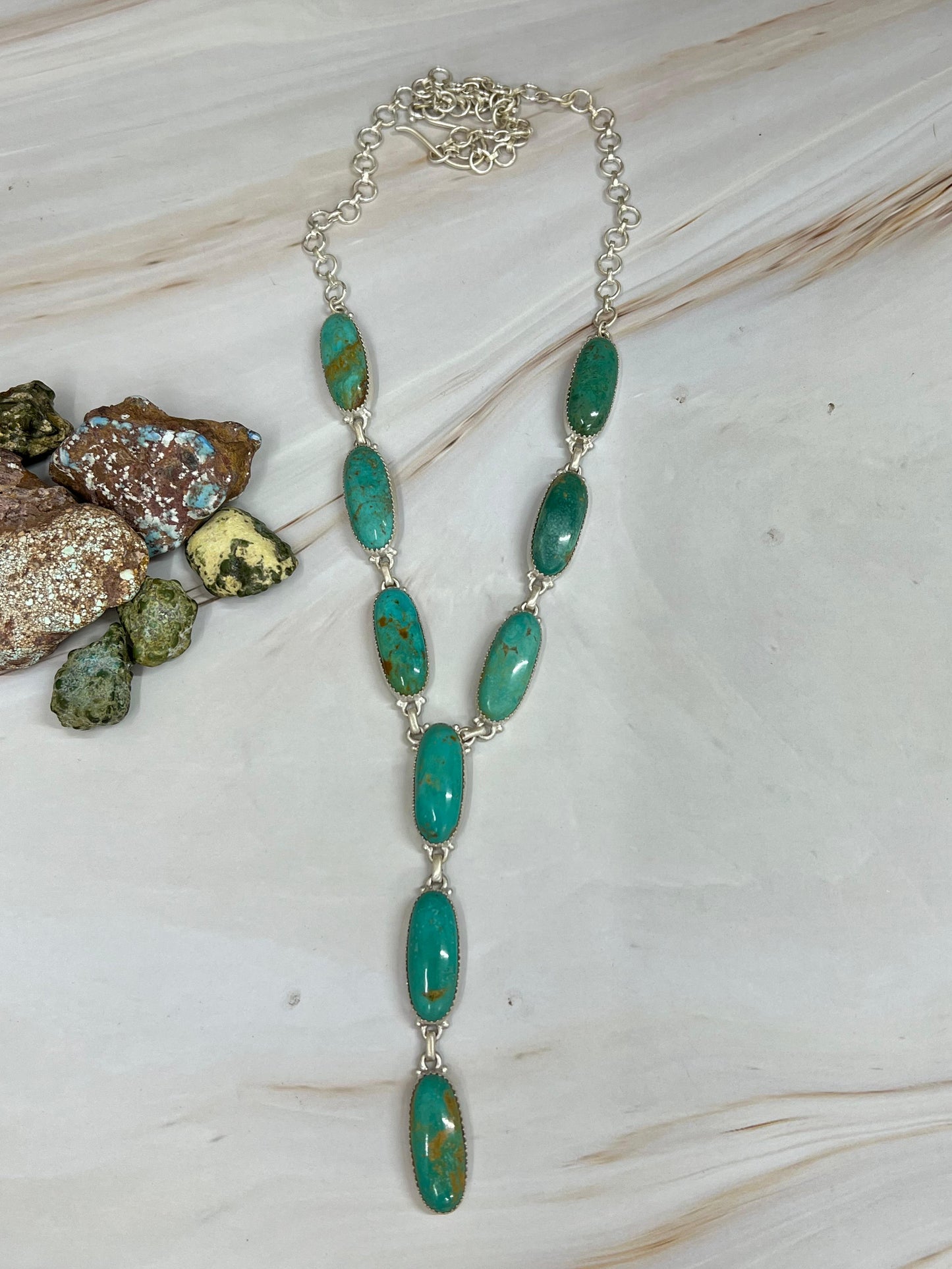 Handmade Sterling Silver Royston Turquoise Necklace with Signed Nizhoni (5)