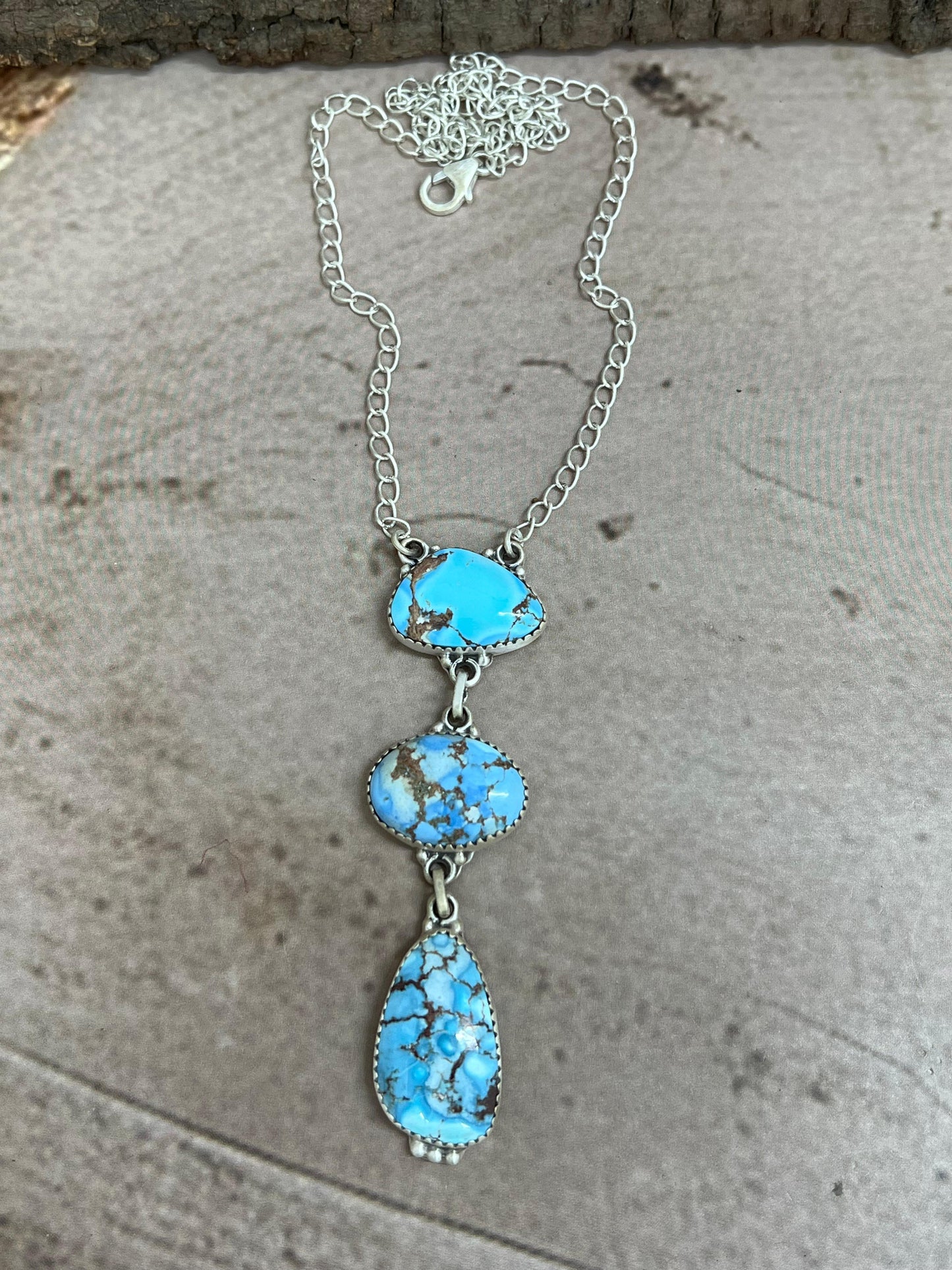 Handmade Sterling Silver Golden Hills Turquoise Necklace with Signed Nizhoni
