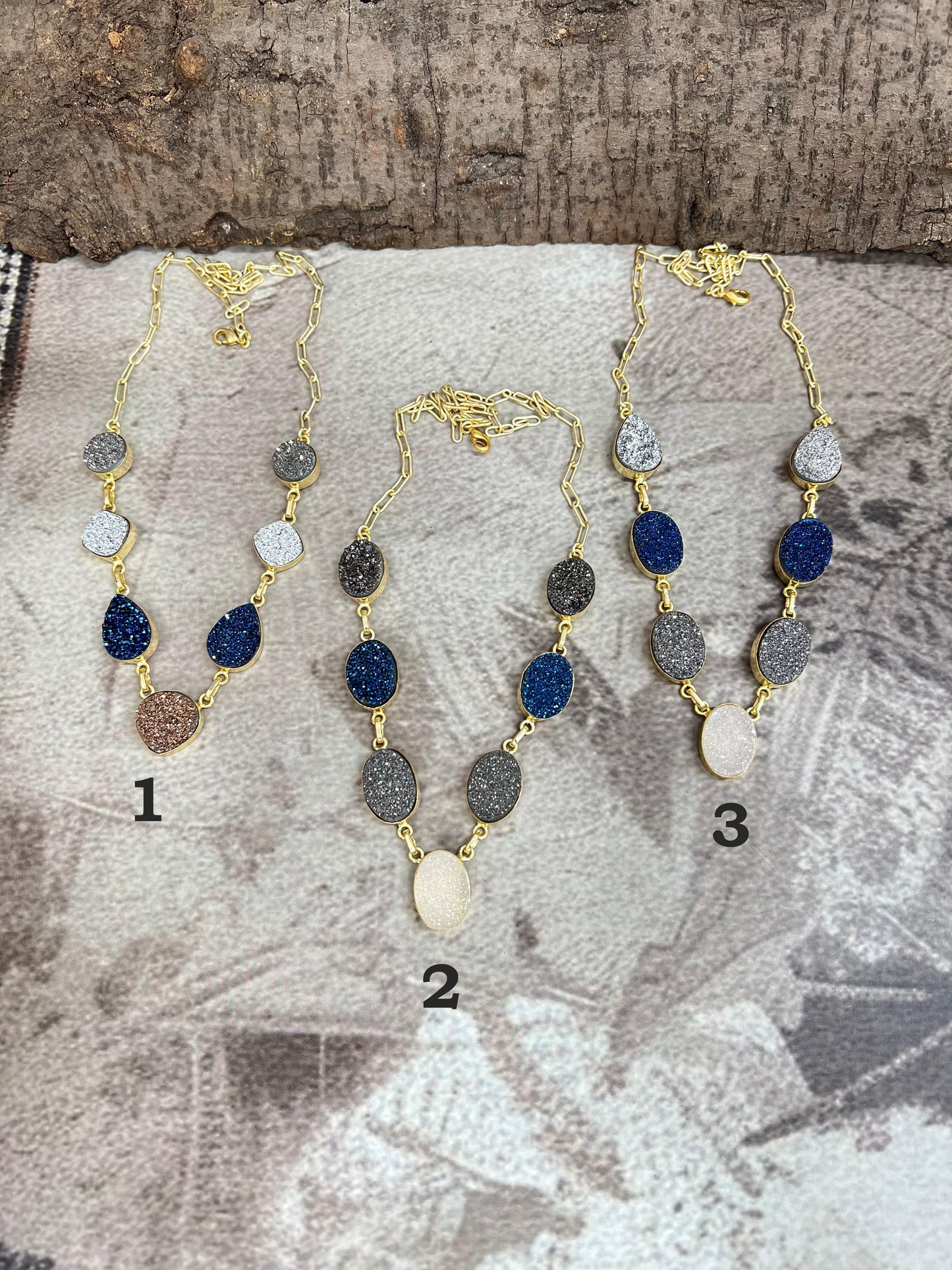 “The Boho Collection” Handmade Natural Multi-Color Druzy Necklace