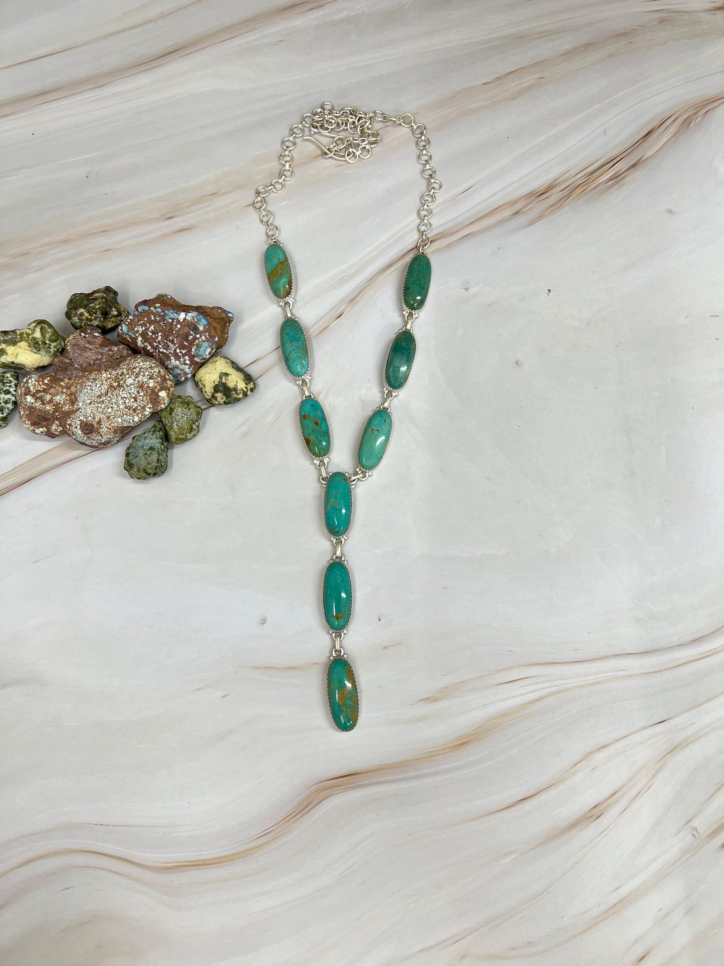 Handmade Sterling Silver Royston Turquoise Necklace with Signed Nizhoni (5)