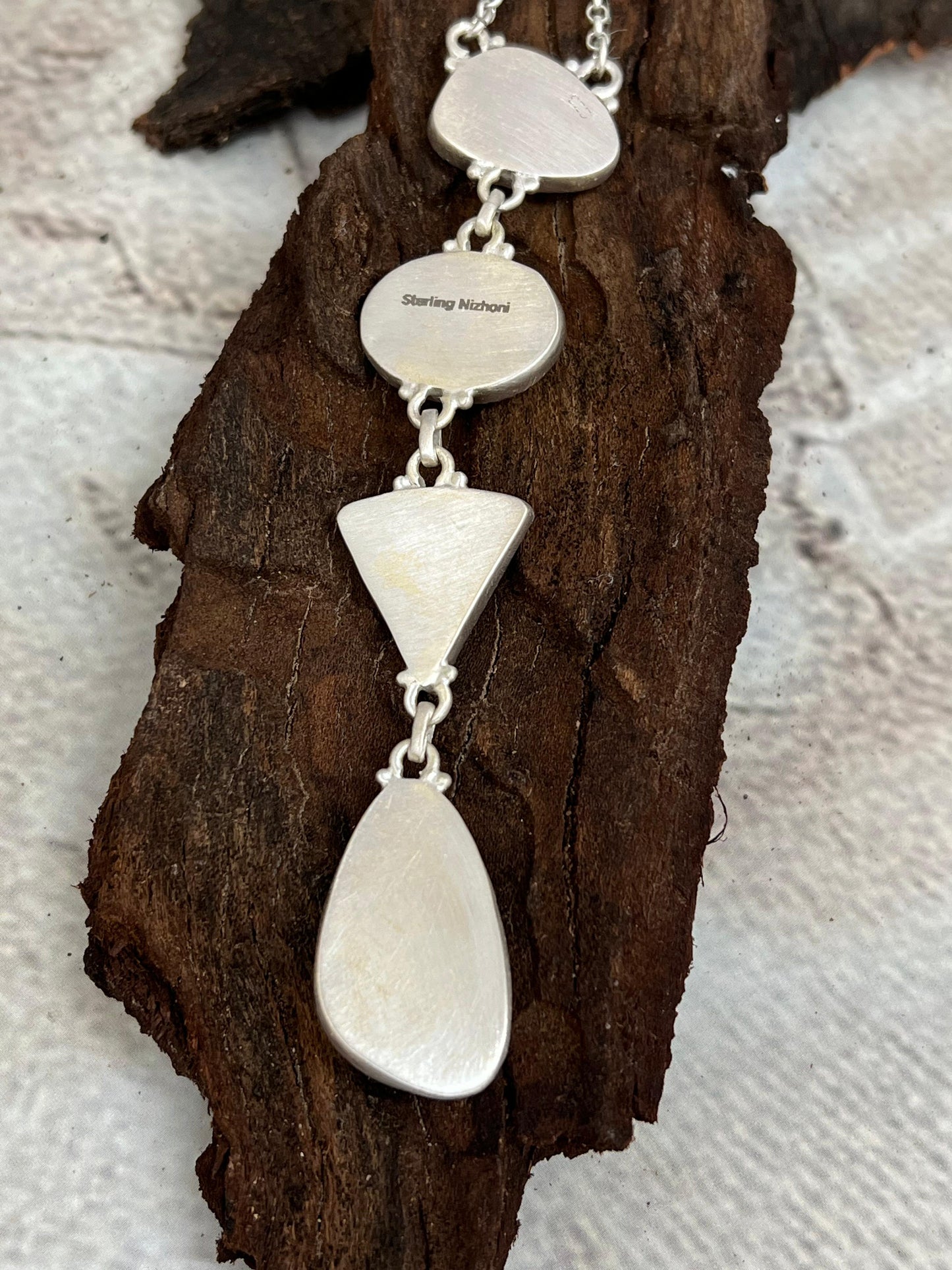 Handmade Sterling Silver Number 8 Turquoise Necklace with Signed Nizhoni