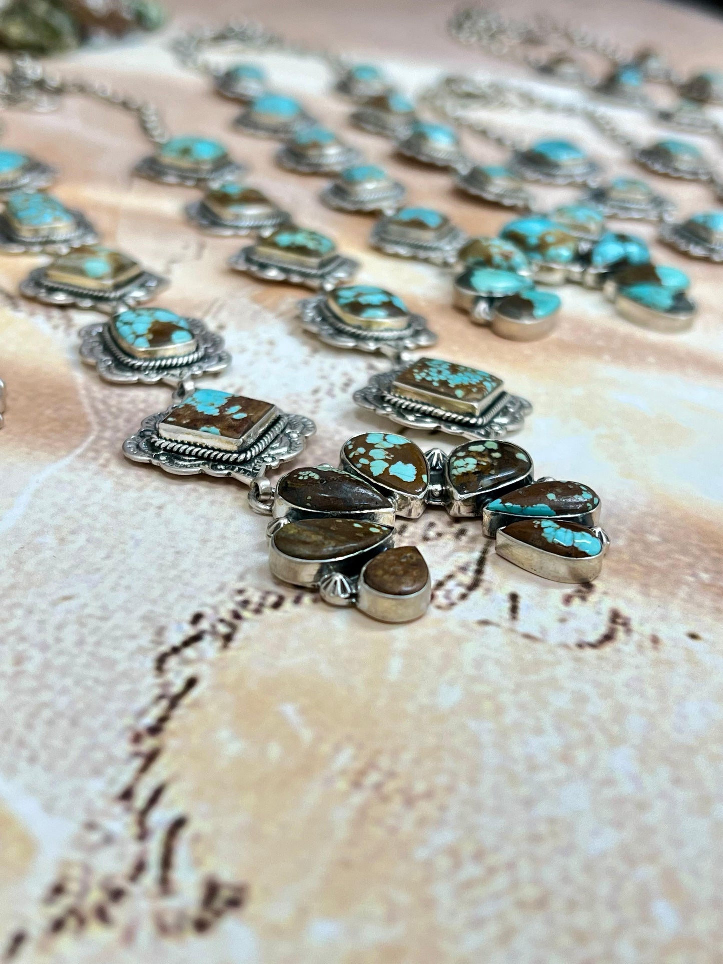 Handmade Sterling Silver Number 8 Turquoise Necklace with Signed Nizhoni