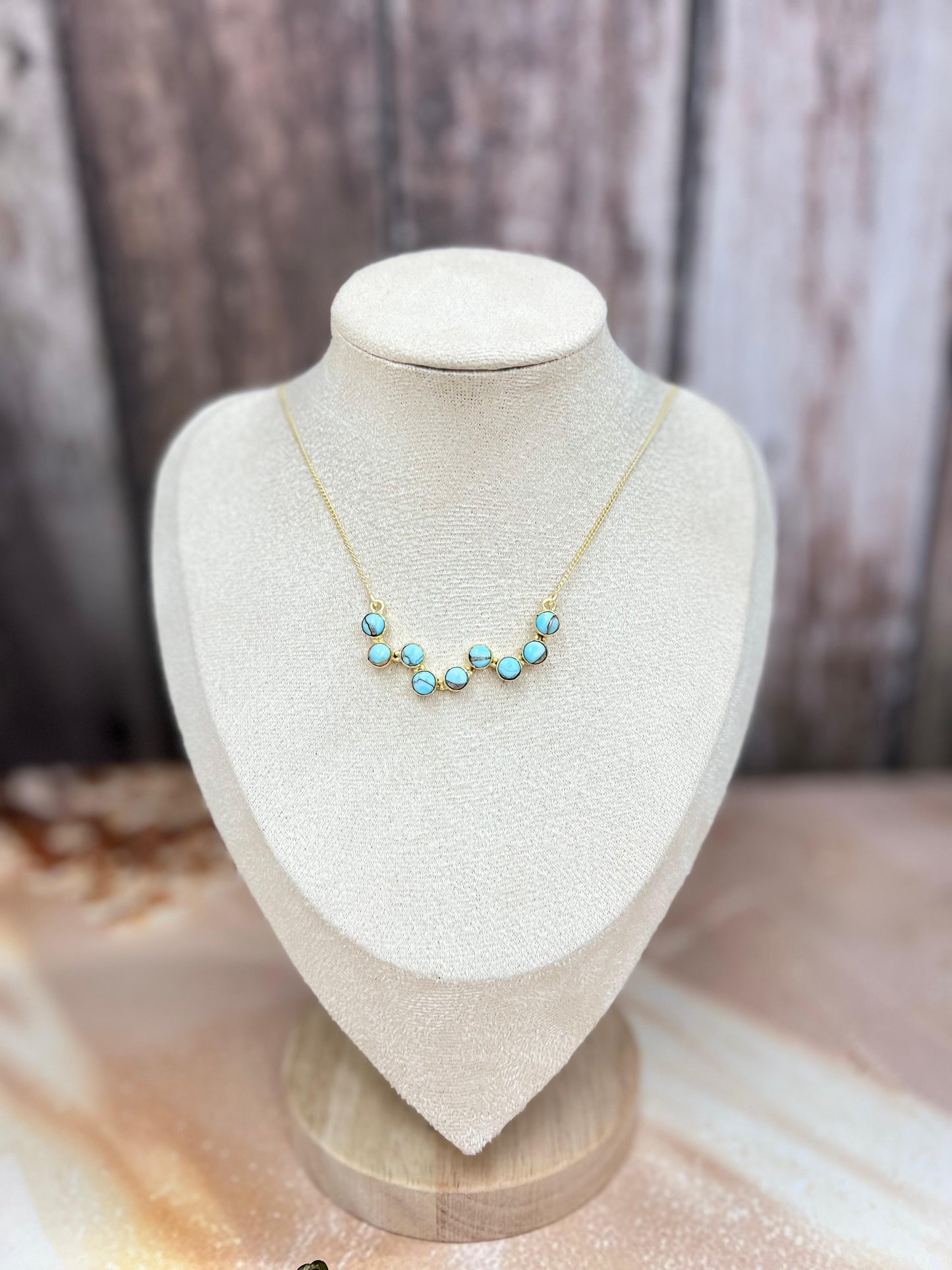 “The Golden Collection” Desert Jewels Natural Cotton Candy Turquoise Necklace Style 2