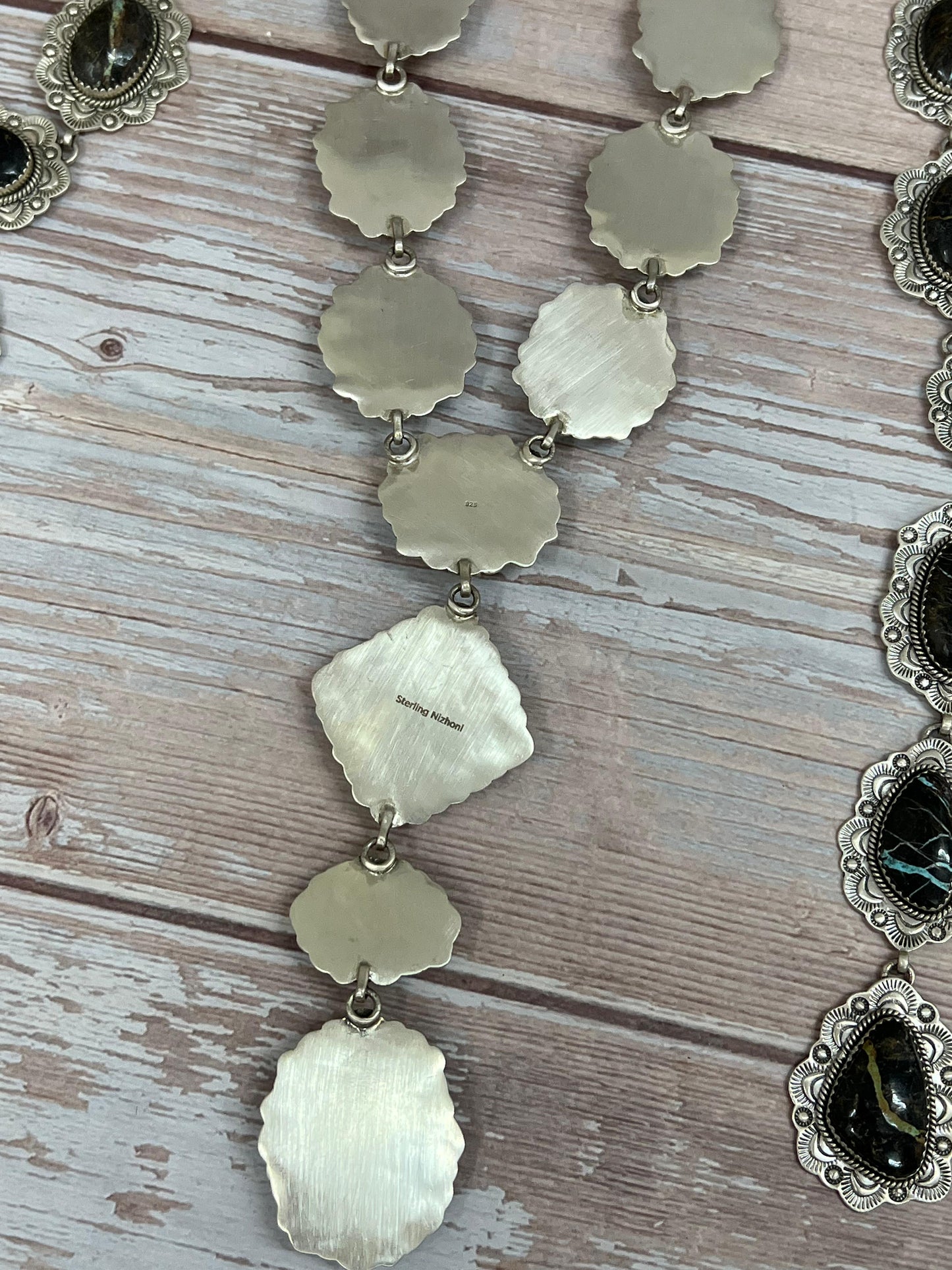 Handmade Sterling Silver Black Jack Necklace with Signed Nizhoni