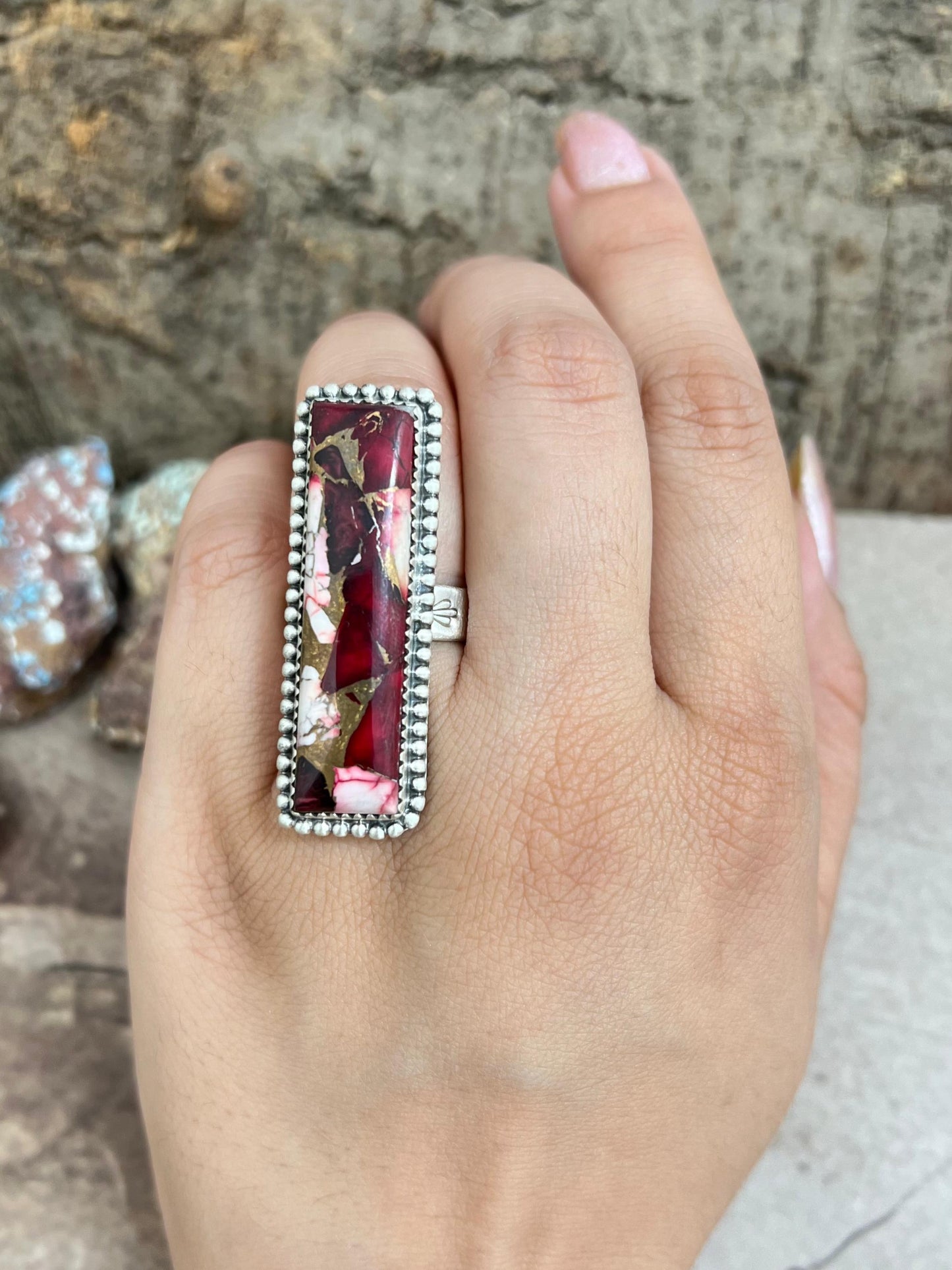 Handmade Sterling Silver Dahlia Rose Adjustable Ring with Signed Nizhoni