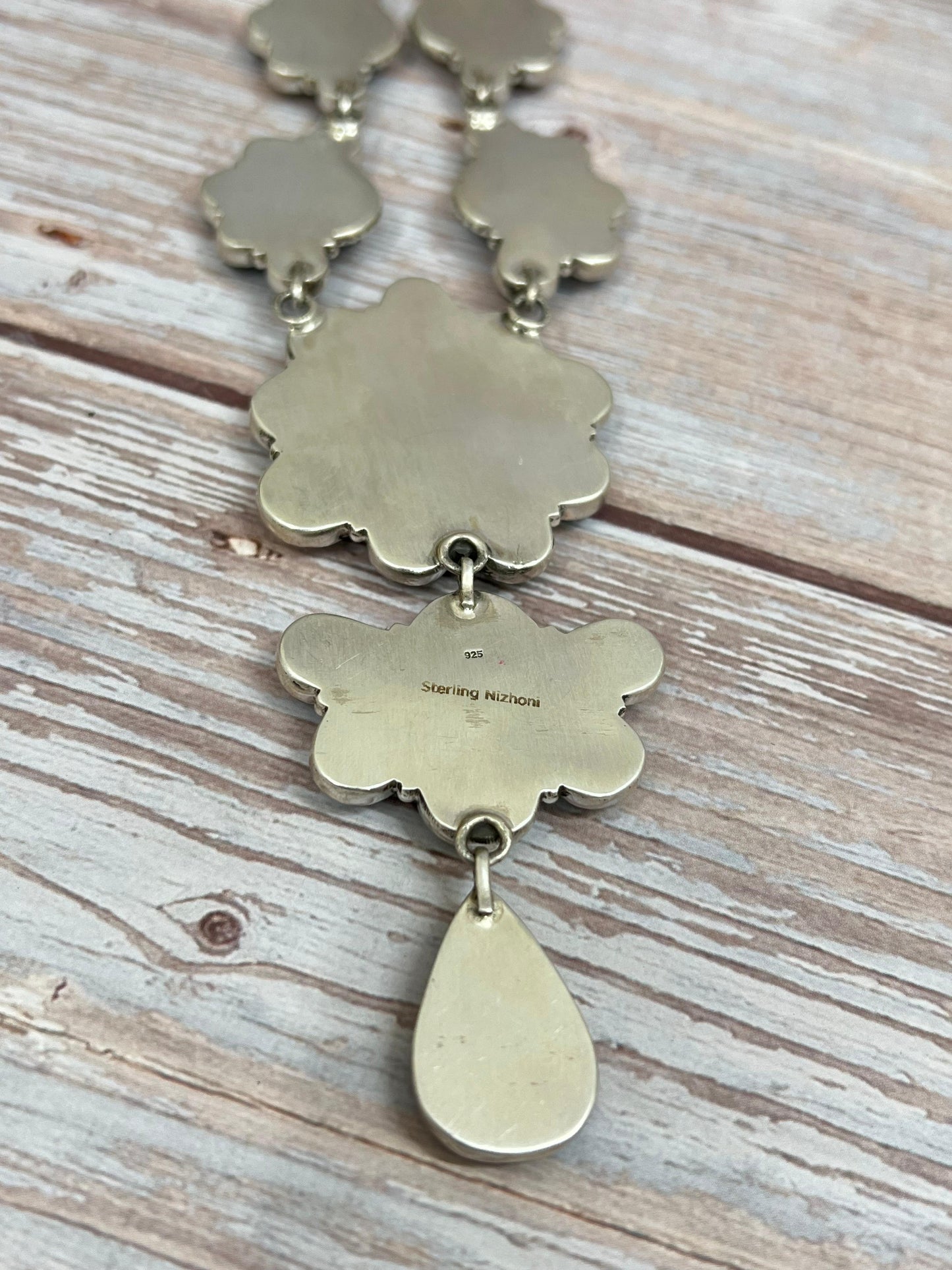 Handmade Sterling Silver Black Jack Necklace with Signed Nizhoni