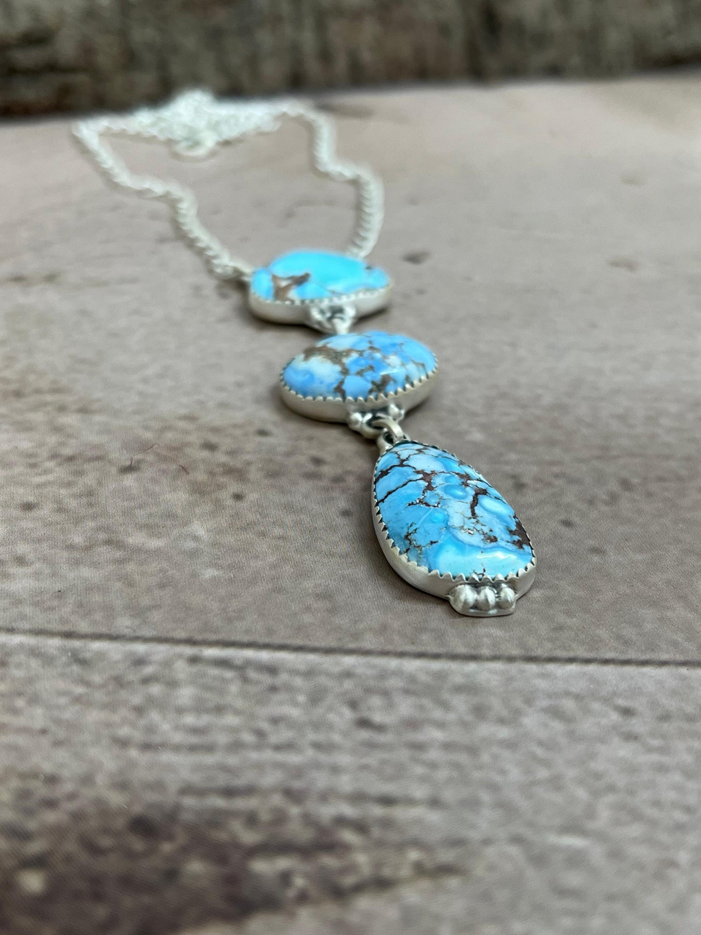Handmade Sterling Silver Golden Hills Turquoise Necklace with Signed Nizhoni
