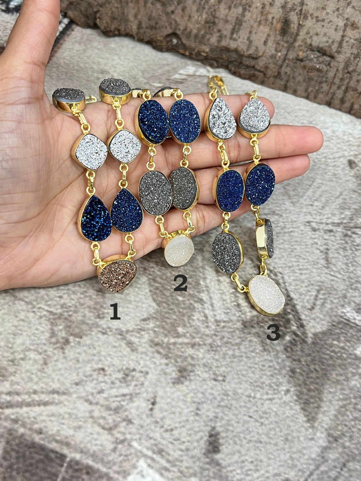 “The Boho Collection” Handmade Natural Multi-Color Druzy Necklace