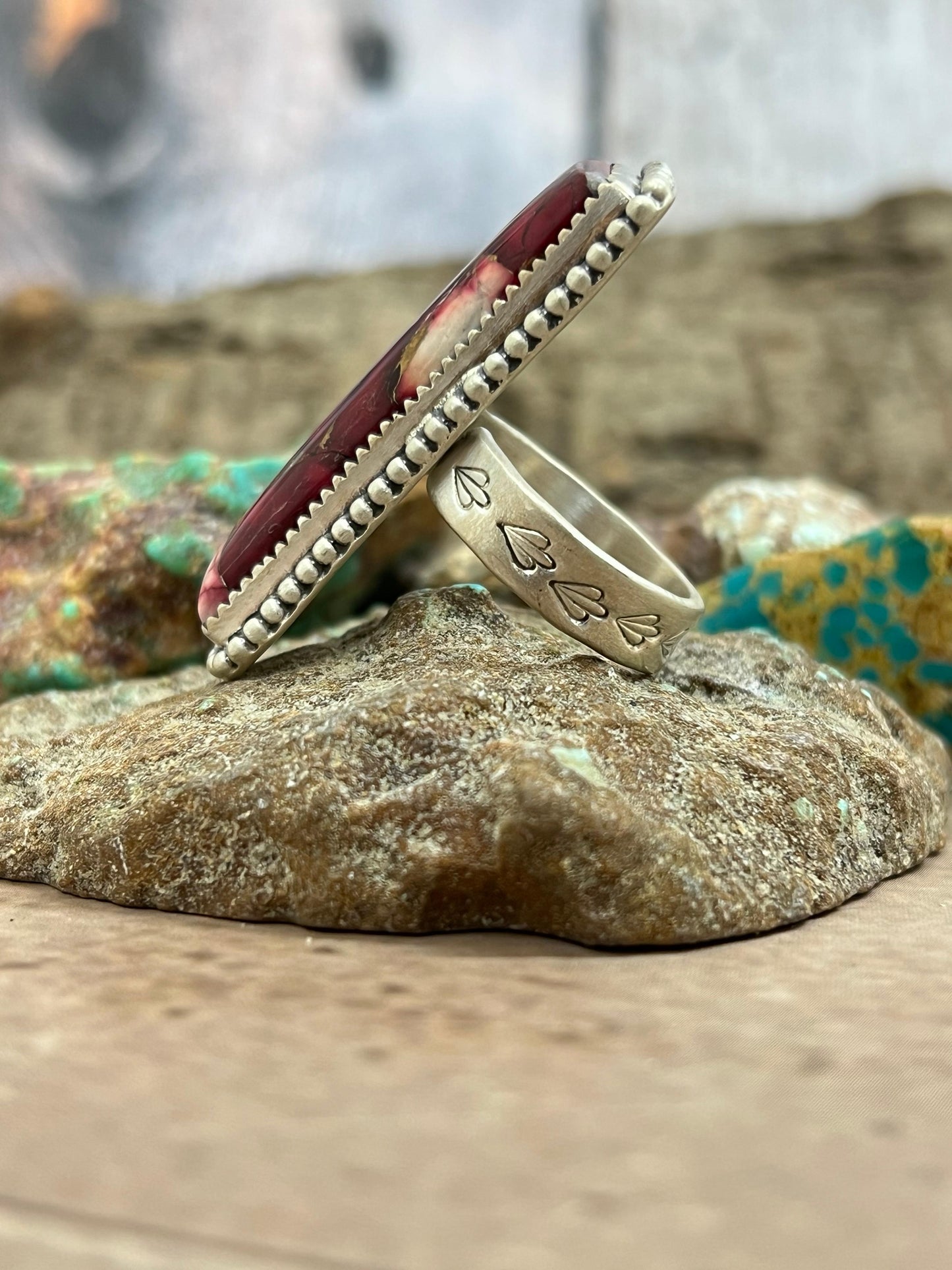Handmade Sterling Silver Dahlia Rose Adjustable Ring with Signed Nizhoni