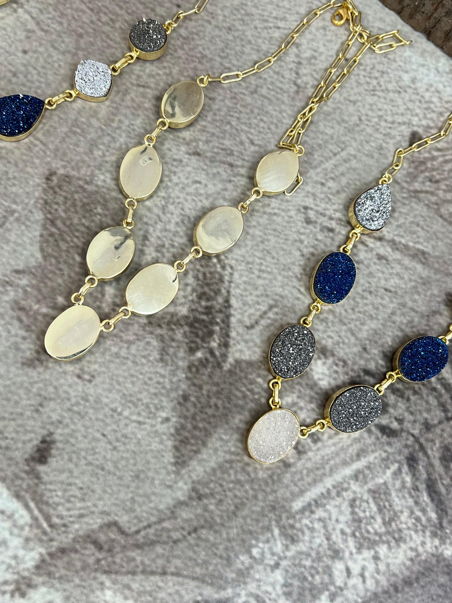 “The Boho Collection” Handmade Natural Multi-Color Druzy Necklace