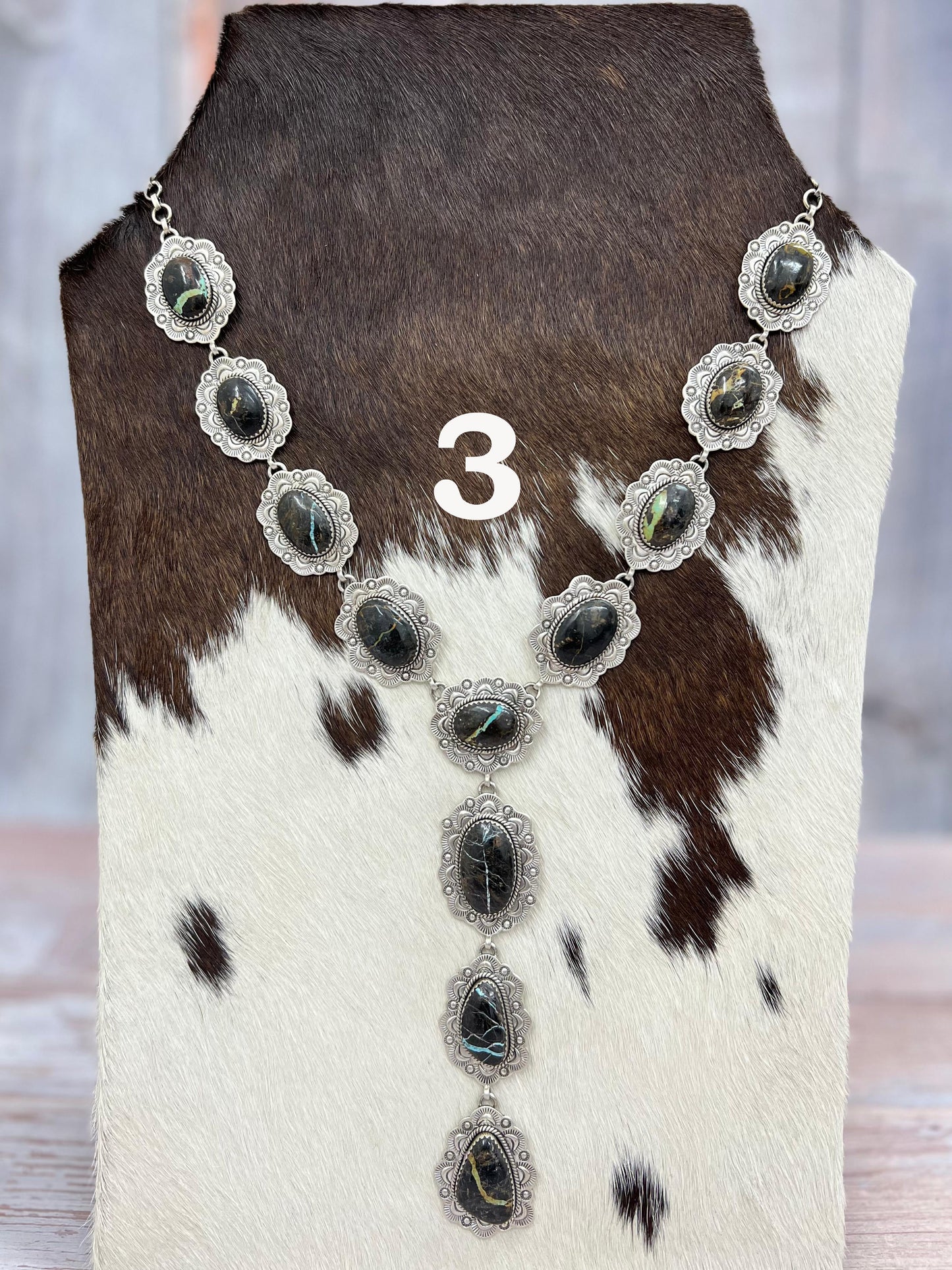 Handmade Sterling Silver Black Jack Necklace with Signed Nizhoni