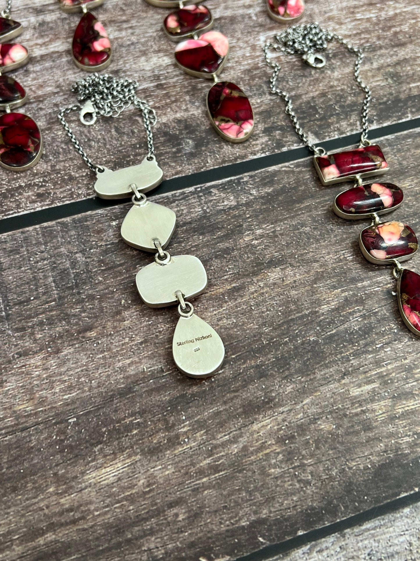 Handmade Sterling Silver Dahlia Rose Necklace with Signed Nizhoni