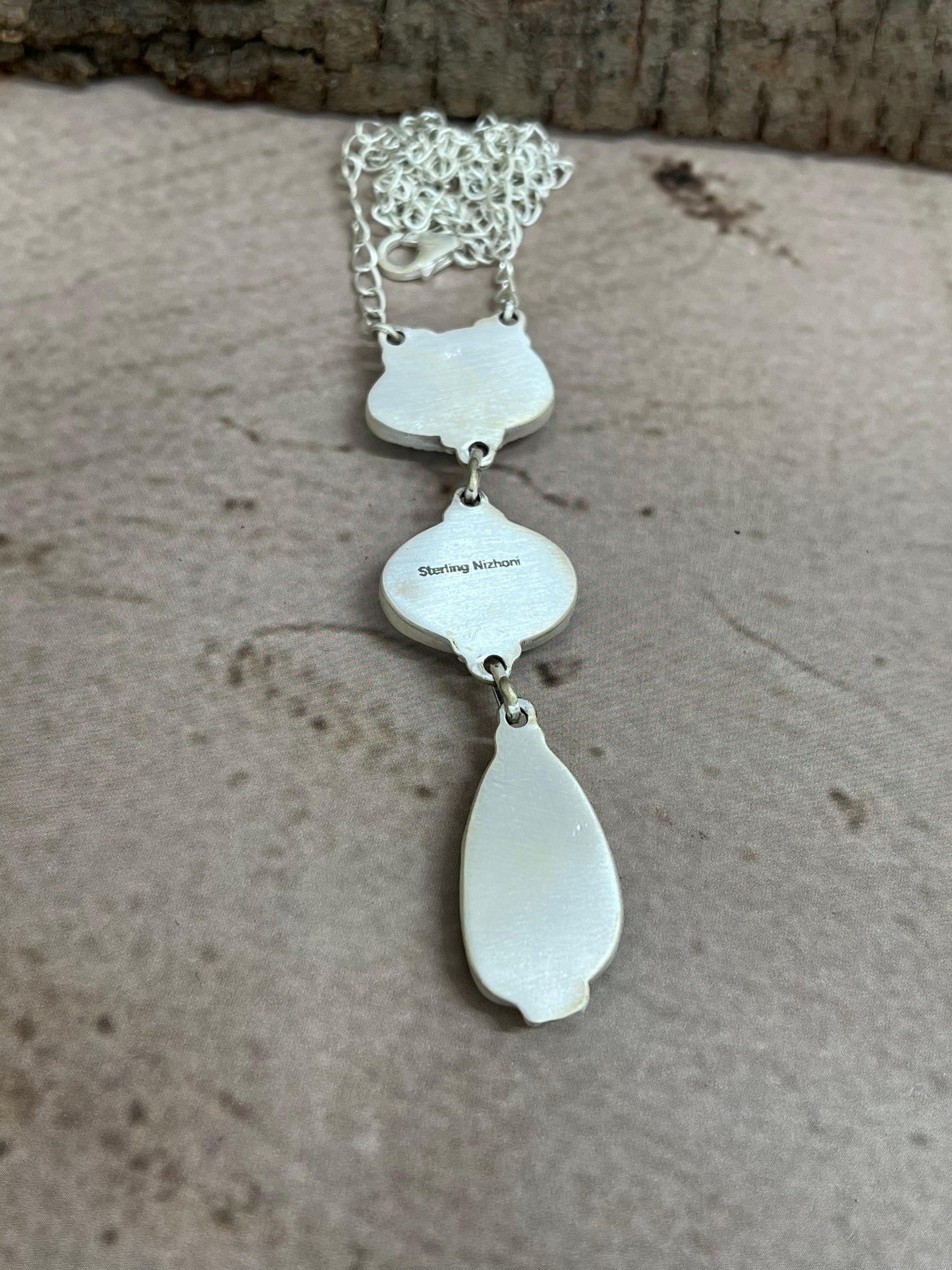 Handmade Sterling Silver Golden Hills Turquoise Necklace with Signed Nizhoni