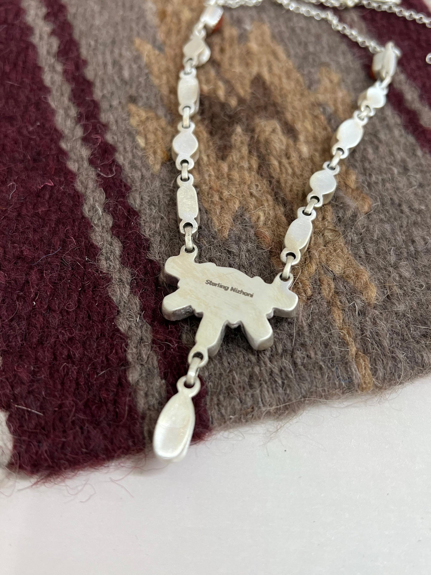 Christmas Collection Handmade Sterling Silver Coral with Peridot Necklace with Signed Nizhoni