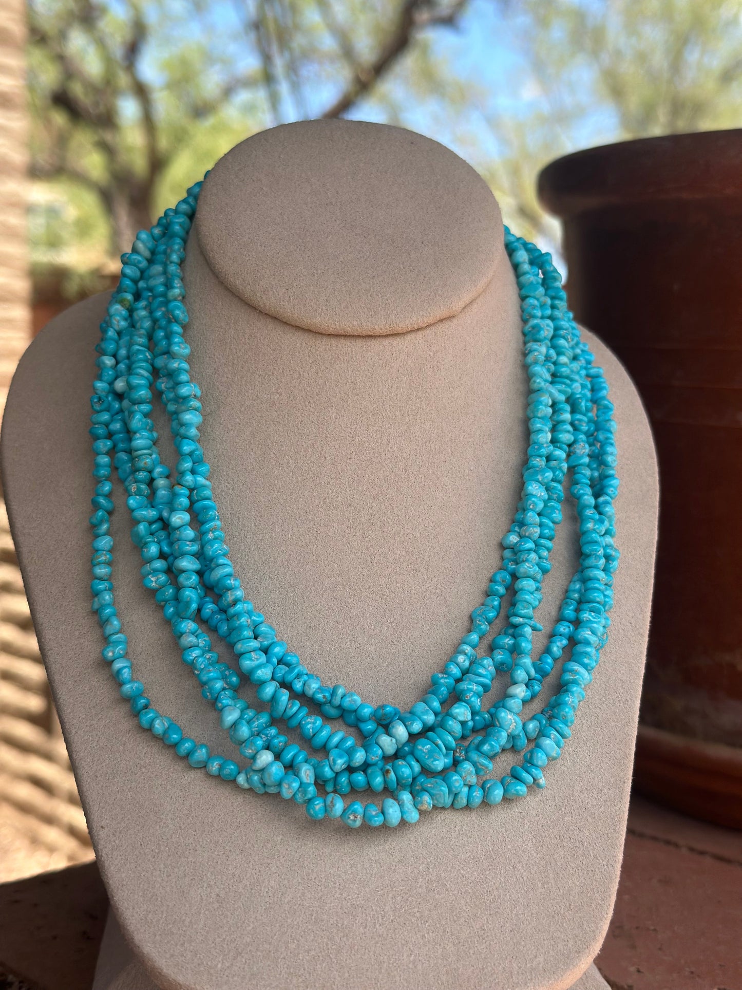 Navajo Kingman Turquoise Beaded Necklace 18 inch
