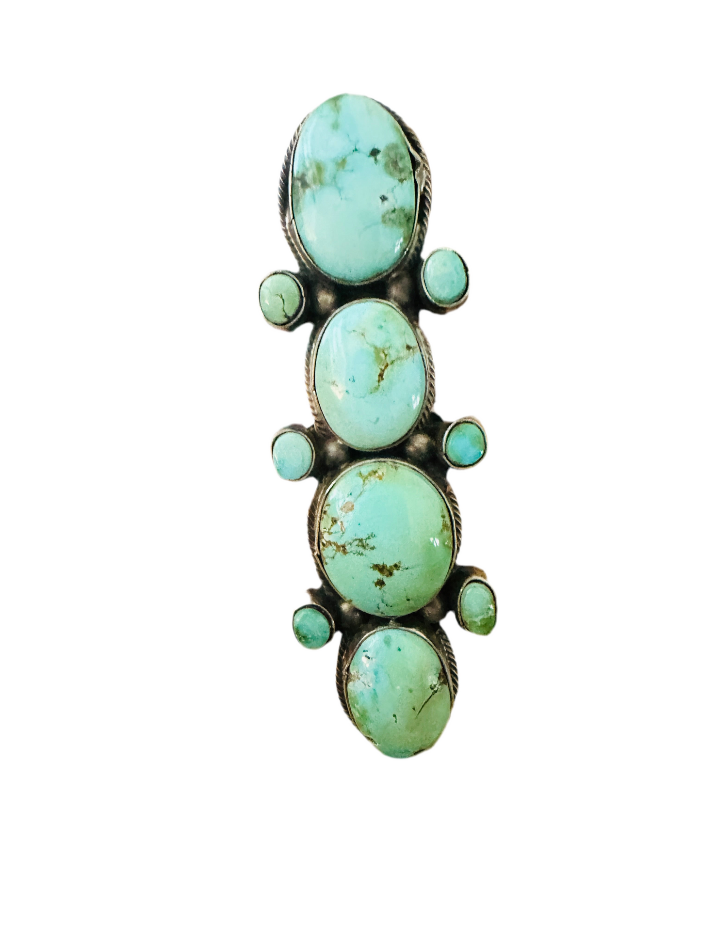 Navajo Turquoise & Sterling Silver Cluster Ring by Bobby Johnson, Size 9