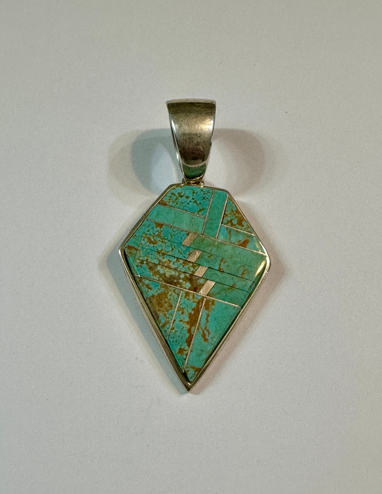 Navajo Inlay Number 8 Turquoise Diamond Shape Pendant