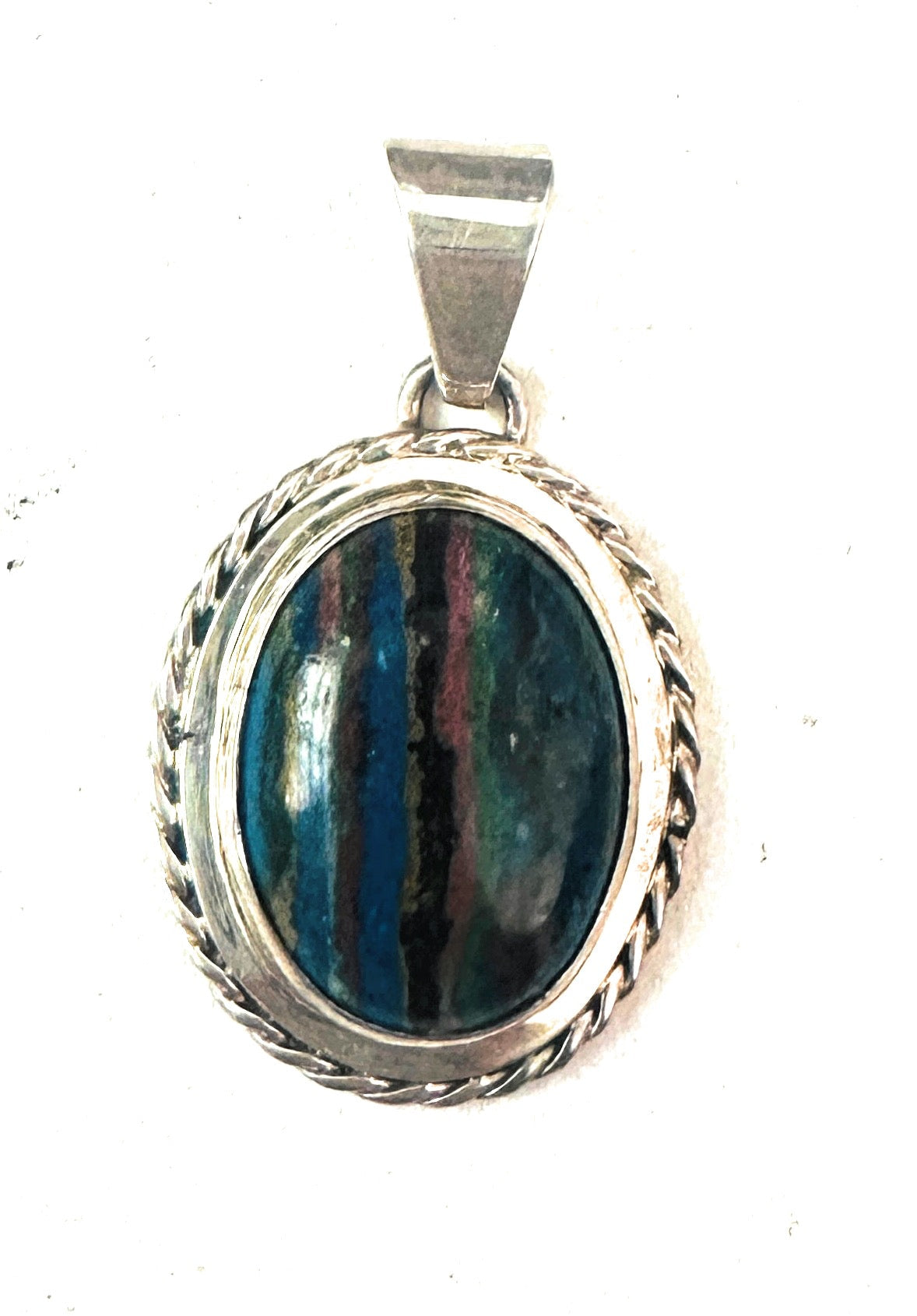 Navajo Rainbow Calsilica and Sterling Silver Star Pendant