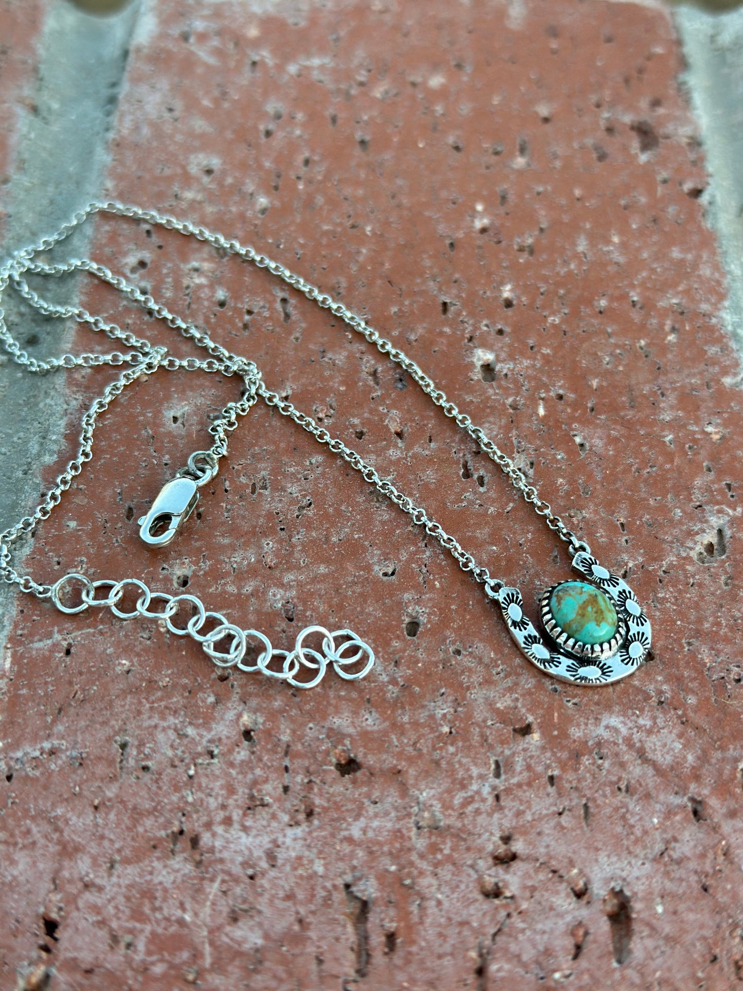 Handmade Turquoise & Sterling Silver Horseshoe Necklace