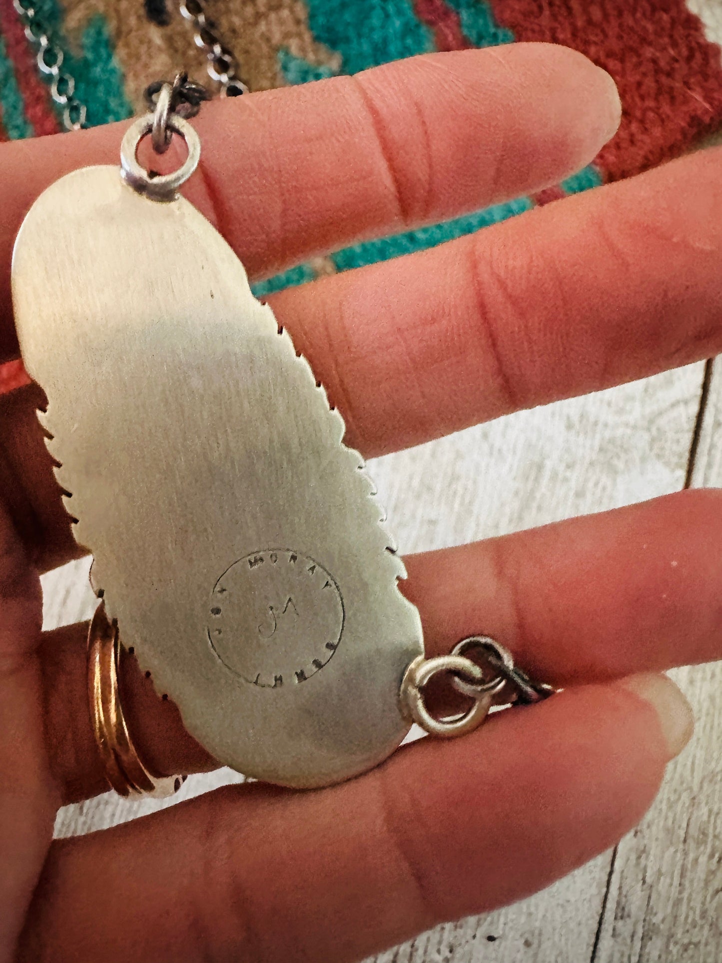Navajo Sterling Silver & Ribbon Turquoise Necklace