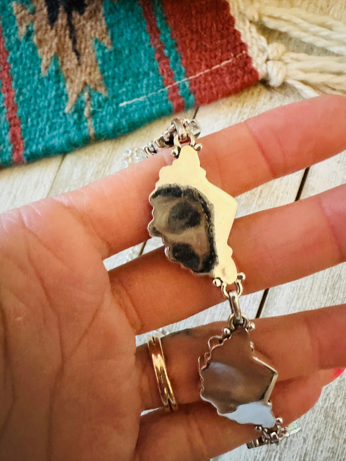 ** Christmas Collection ** Handmade Sterling Silver, Turquoise & Coral Necklace Signed Nizhoni
