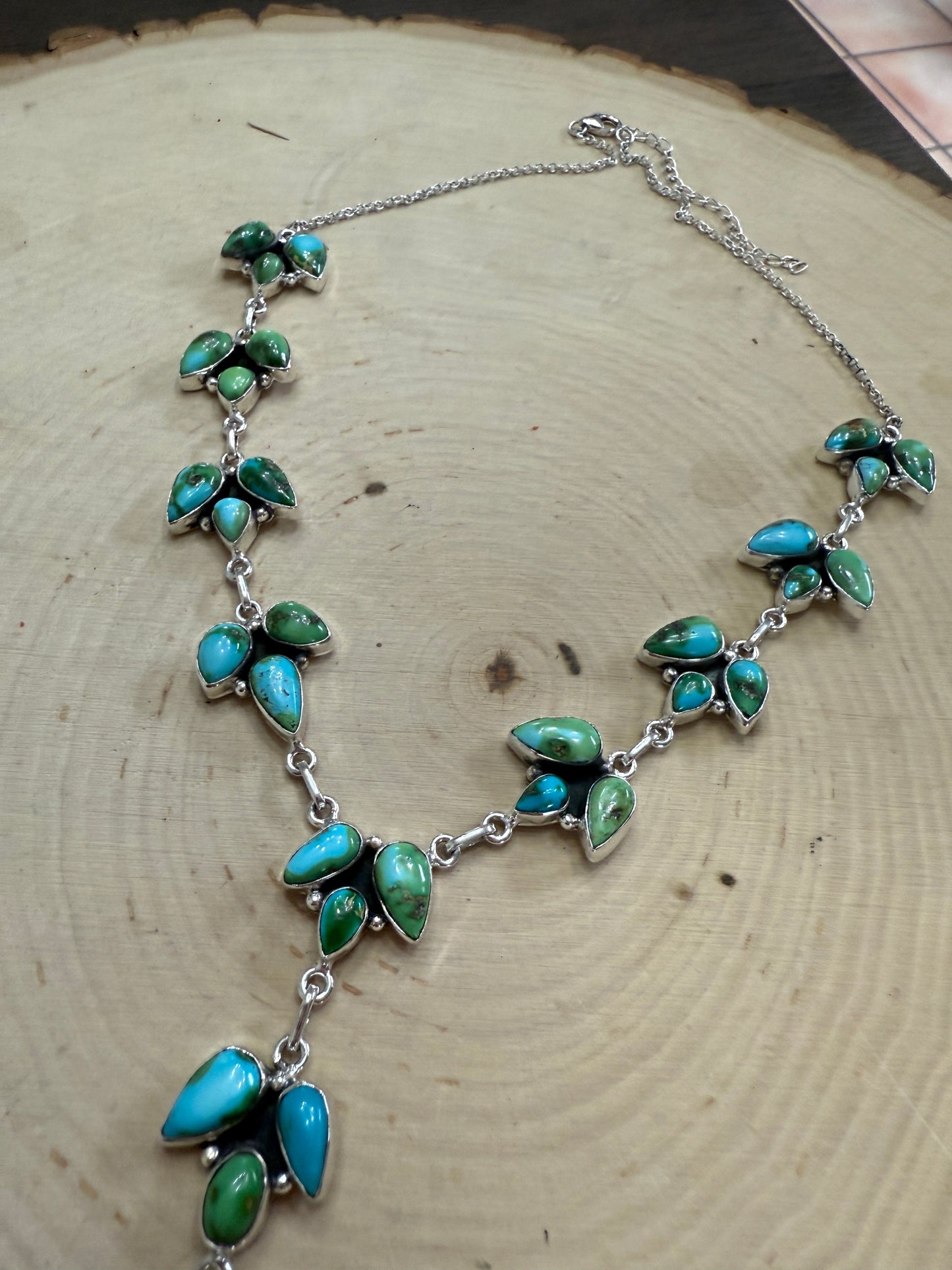 Handmade Sterling Silver & Sonoran Mountain Turquoise Lariat Necklace
