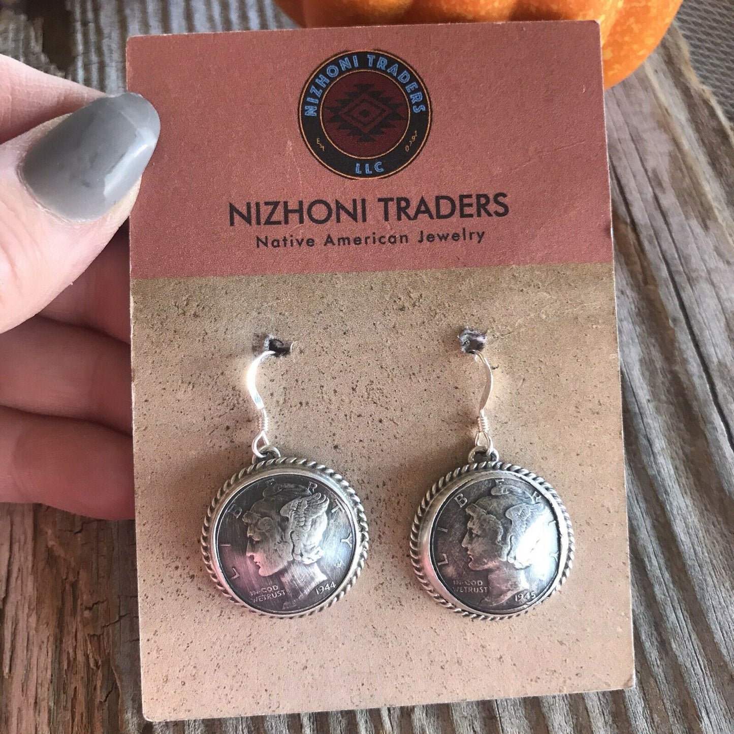 Kee- J Sterling Silver Turquoise Liberty Coin Dangle Earrings